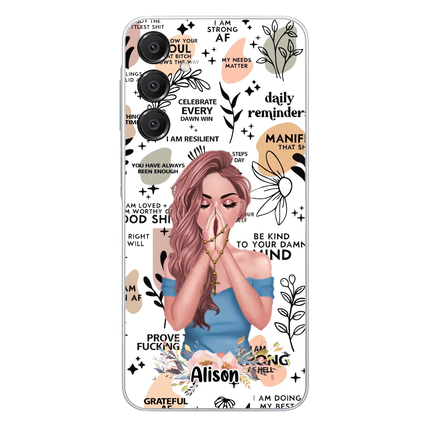 Custom Personalized Praying Girl Phone Case - Gift Idea for Girls/Friends - Case for iPhone/Samsung