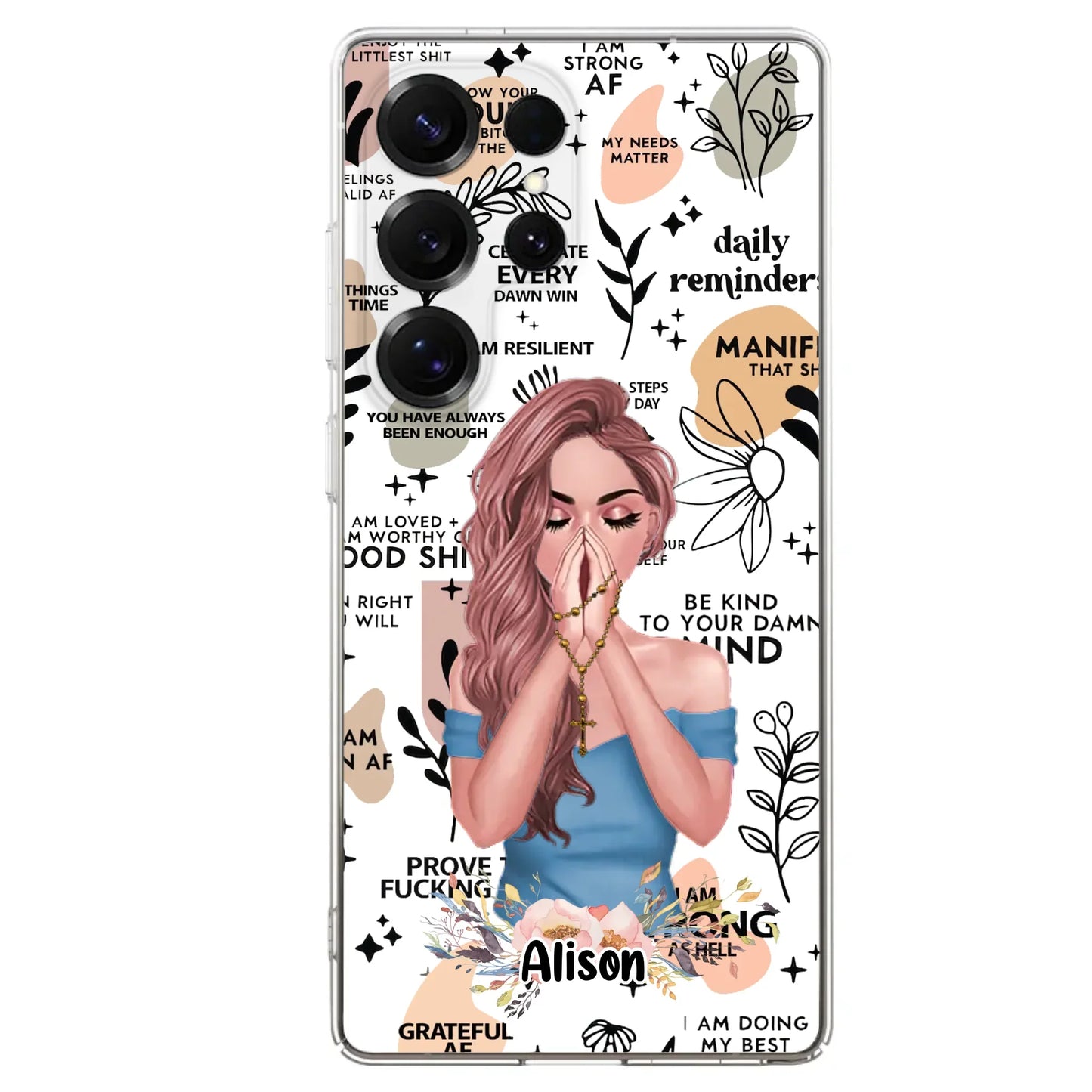Custom Personalized Praying Girl Phone Case - Gift Idea for Girls/Friends - Case for iPhone/Samsung
