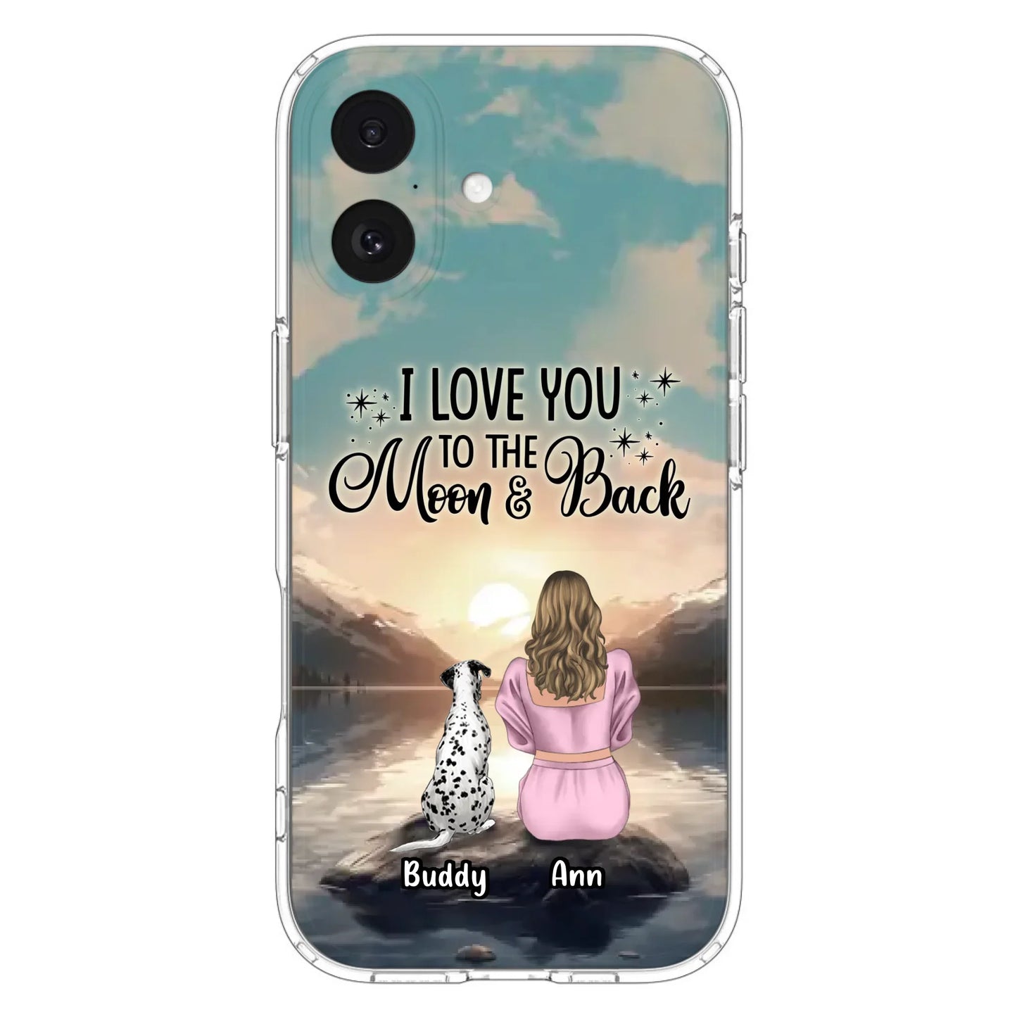 Custom Personalized Dog Mom Phone Case - Upto 6 Dogs - Gift Idea for Dog Lovers - I Love You To The Moon & Back - Case for iPhone/Samsung
