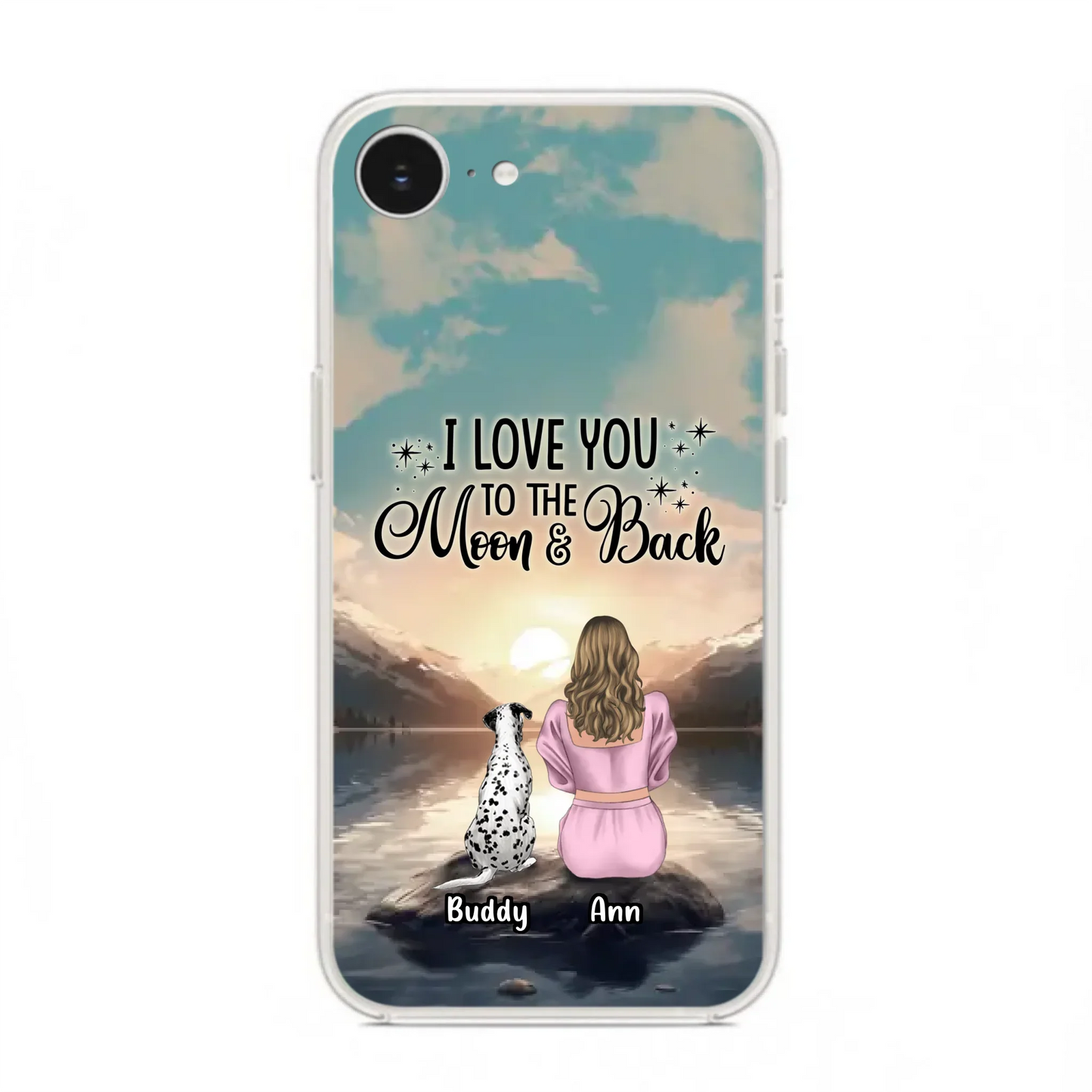Custom Personalized Dog Mom Phone Case - Upto 6 Dogs - Gift Idea for Dog Lovers - I Love You To The Moon & Back - Case for iPhone/Samsung