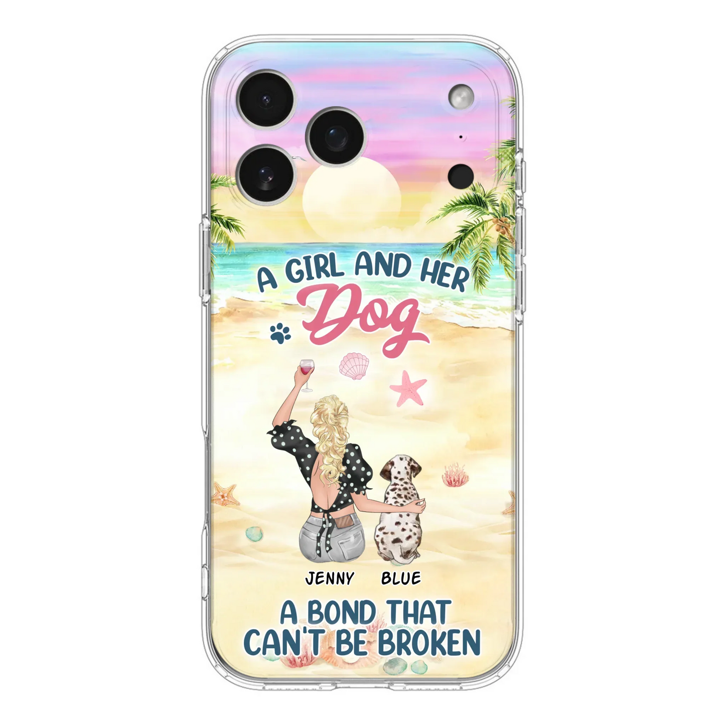 Custom Personalized Dog Mom Phone Case - Upto 6 Dogs - Gift Idea for Dog Lovers - A Girl And Her Dog A Bond That Can't Be Broken - Case for iPhone/Samsung