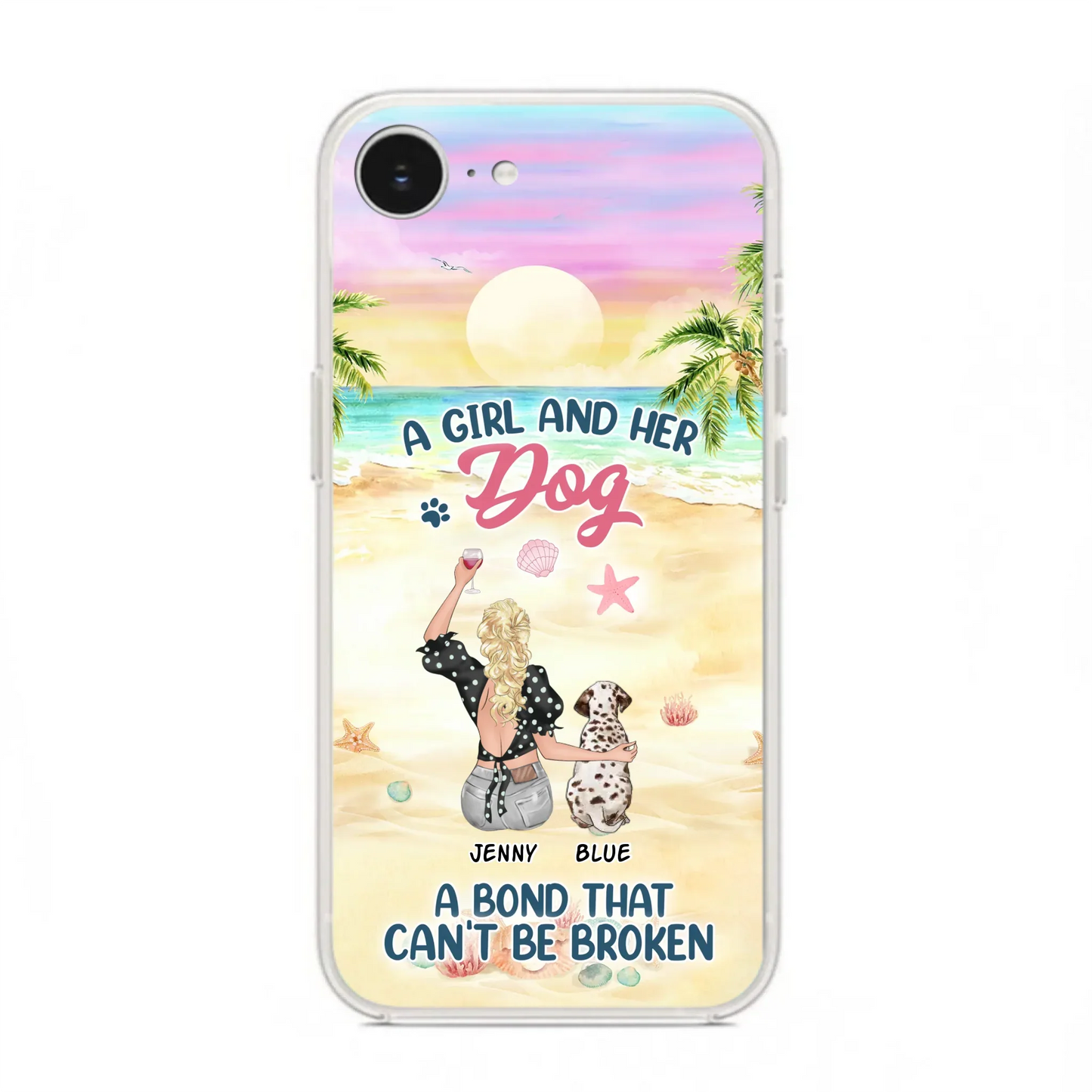 Custom Personalized Dog Mom Phone Case - Upto 6 Dogs - Gift Idea for Dog Lovers - A Girl And Her Dog A Bond That Can't Be Broken - Case for iPhone/Samsung