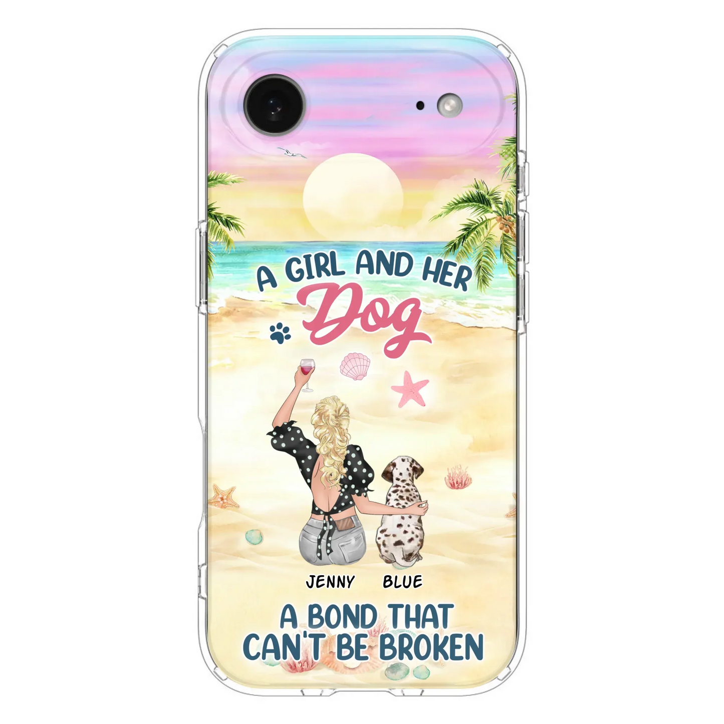 Custom Personalized Dog Mom Phone Case - Upto 6 Dogs - Gift Idea for Dog Lovers - A Girl And Her Dog A Bond That Can't Be Broken - Case for iPhone/Samsung