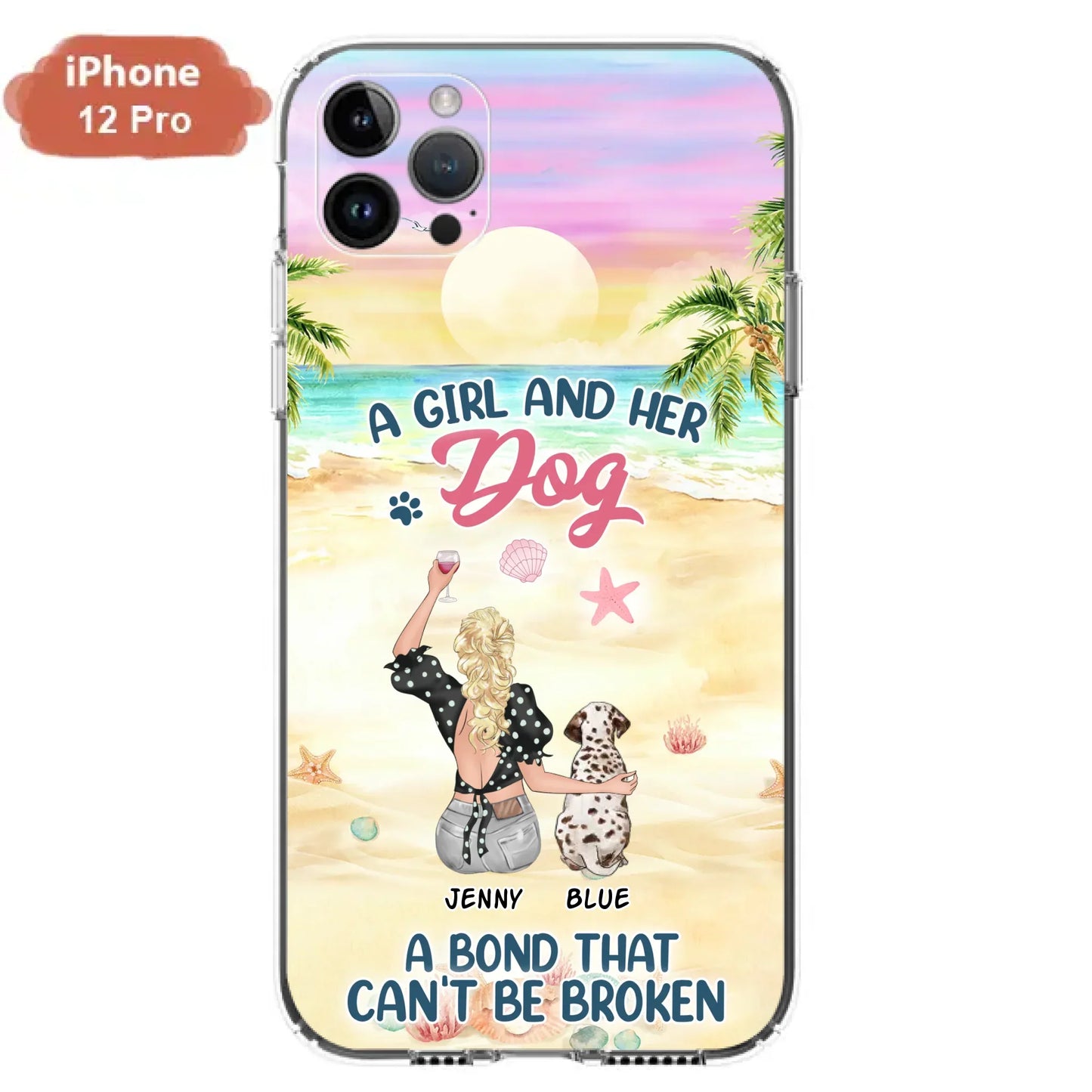Custom Personalized Dog Mom Phone Case - Upto 6 Dogs - Gift Idea for Dog Lovers - A Girl And Her Dog A Bond That Can't Be Broken - Case for iPhone/Samsung