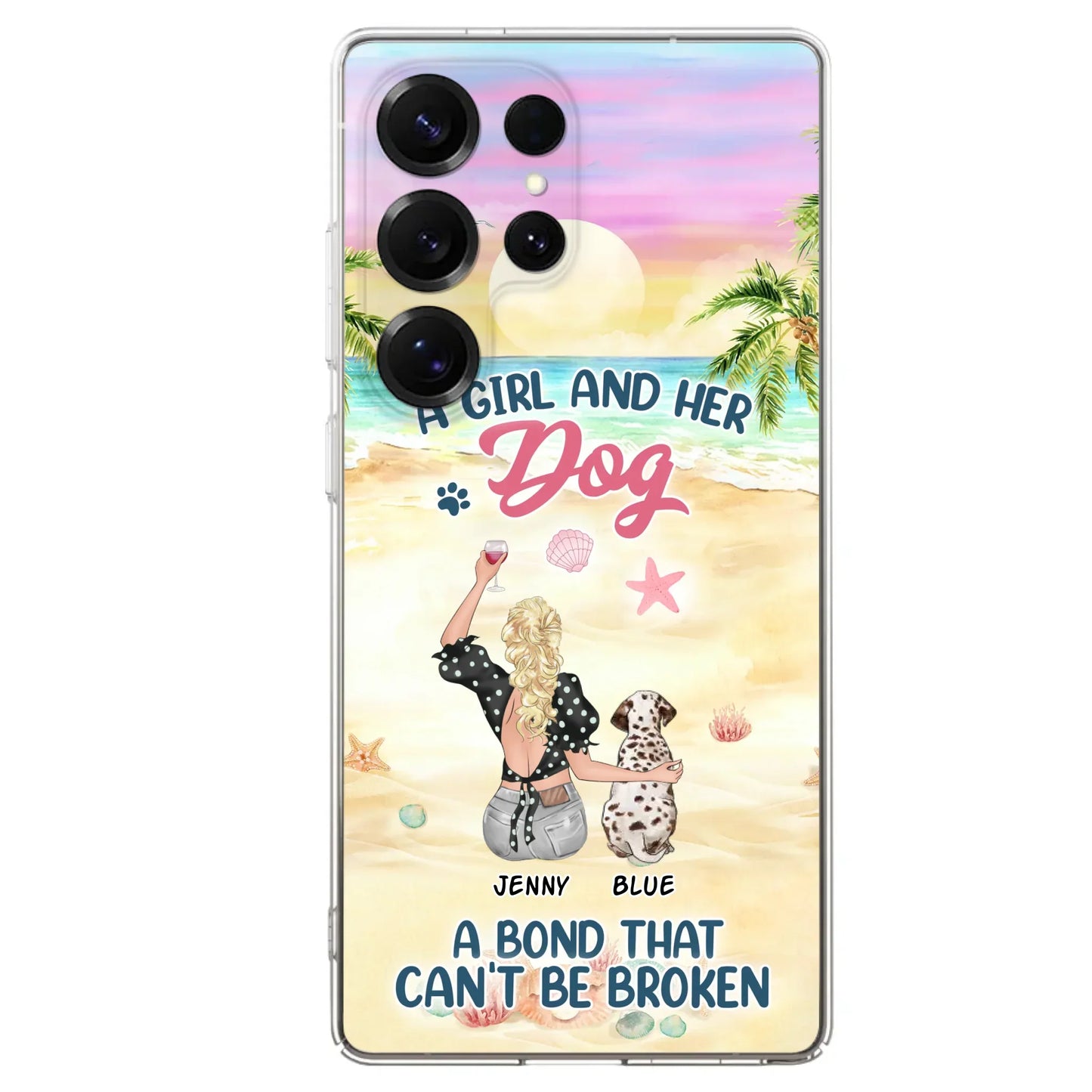 Custom Personalized Dog Mom Phone Case - Upto 6 Dogs - Gift Idea for Dog Lovers - A Girl And Her Dog A Bond That Can't Be Broken - Case for iPhone/Samsung
