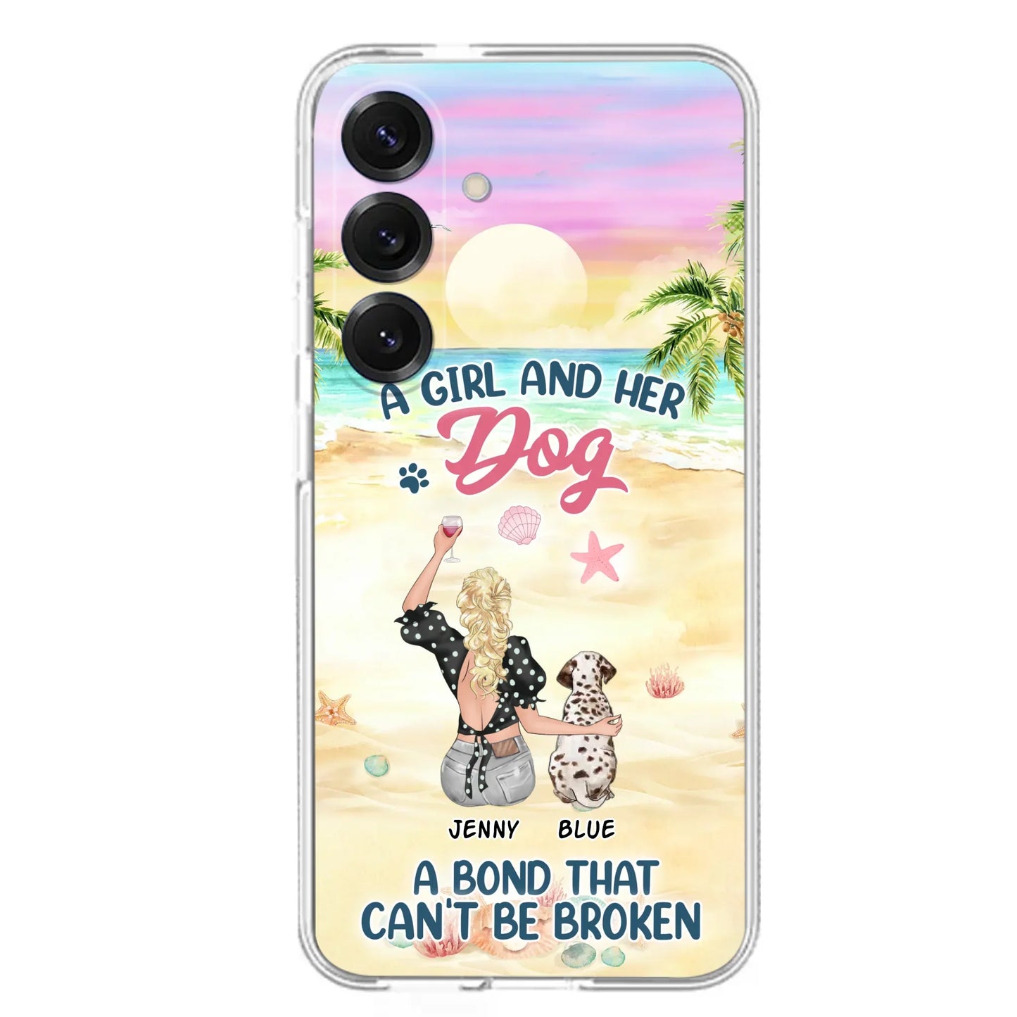 Custom Personalized Dog Mom Phone Case - Upto 6 Dogs - Gift Idea for Dog Lovers - A Girl And Her Dog A Bond That Can't Be Broken - Case for iPhone/Samsung