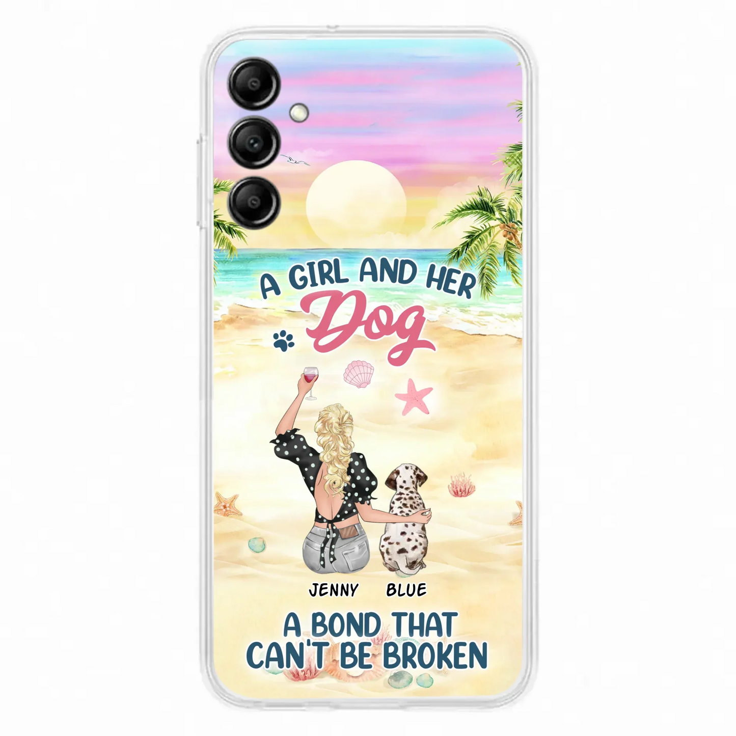 Custom Personalized Dog Mom Phone Case - Upto 6 Dogs - Gift Idea for Dog Lovers - A Girl And Her Dog A Bond That Can't Be Broken - Case for iPhone/Samsung