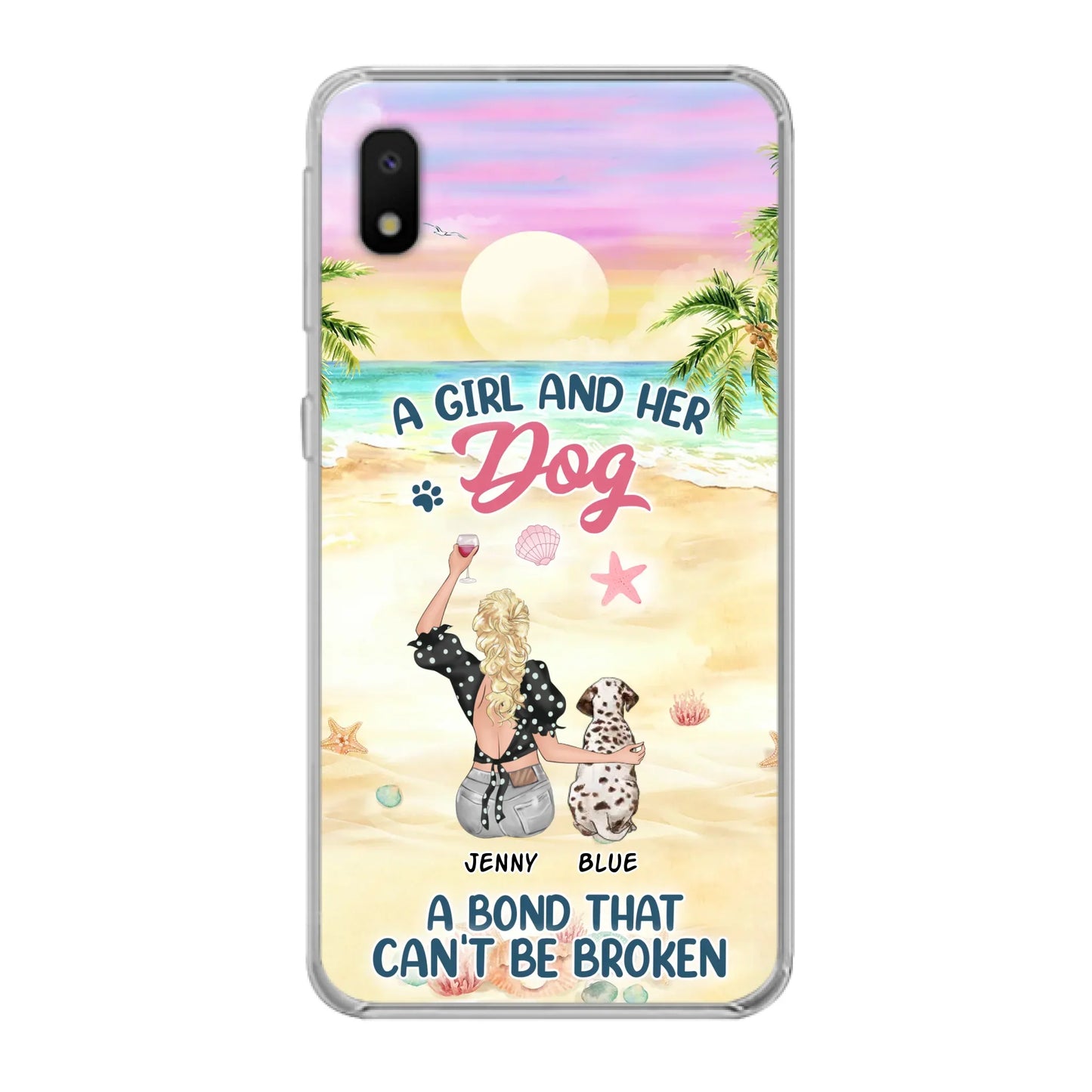 Custom Personalized Dog Mom Phone Case - Upto 6 Dogs - Gift Idea for Dog Lovers - A Girl And Her Dog A Bond That Can't Be Broken - Case for iPhone/Samsung