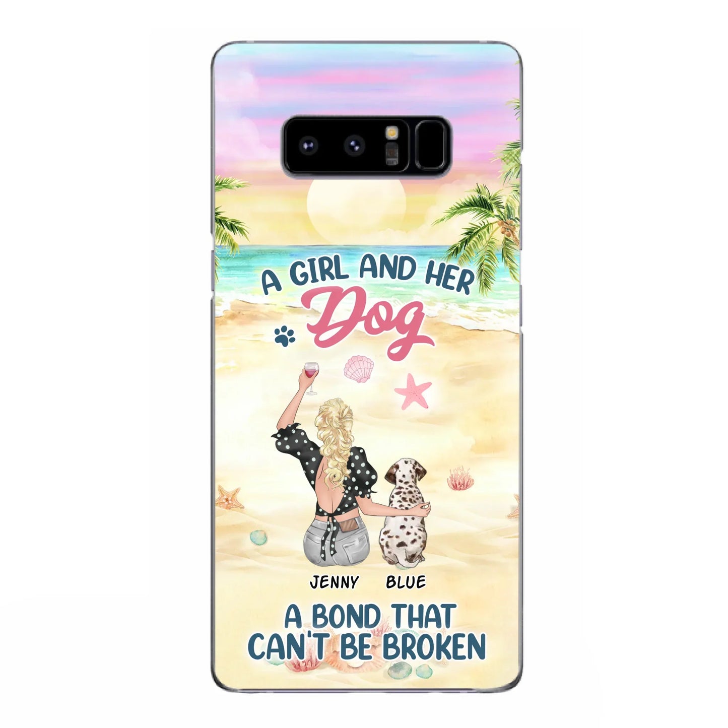 Custom Personalized Dog Mom Phone Case - Upto 6 Dogs - Gift Idea for Dog Lovers - A Girl And Her Dog A Bond That Can't Be Broken - Case for iPhone/Samsung