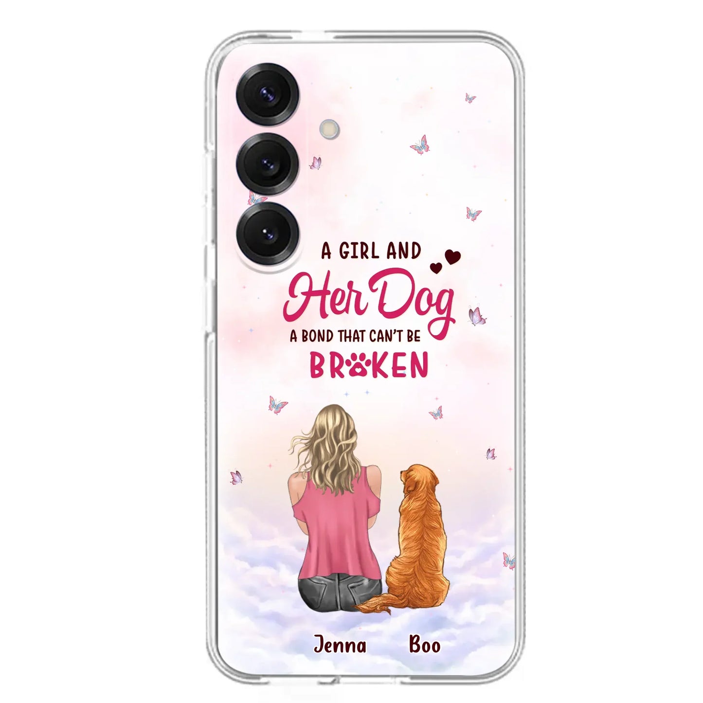 Custom Personalized Dog Mom Phone Case - Upto 5 Dogs - Gift Idea For Dog Lovers - A Girl And Her Dog A Bond That Can't Be Broken - Case for iPhone/Samsung