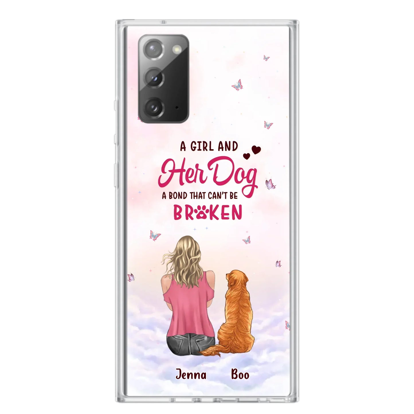 Custom Personalized Dog Mom Phone Case - Upto 5 Dogs - Gift Idea For Dog Lovers - A Girl And Her Dog A Bond That Can't Be Broken - Case for iPhone/Samsung