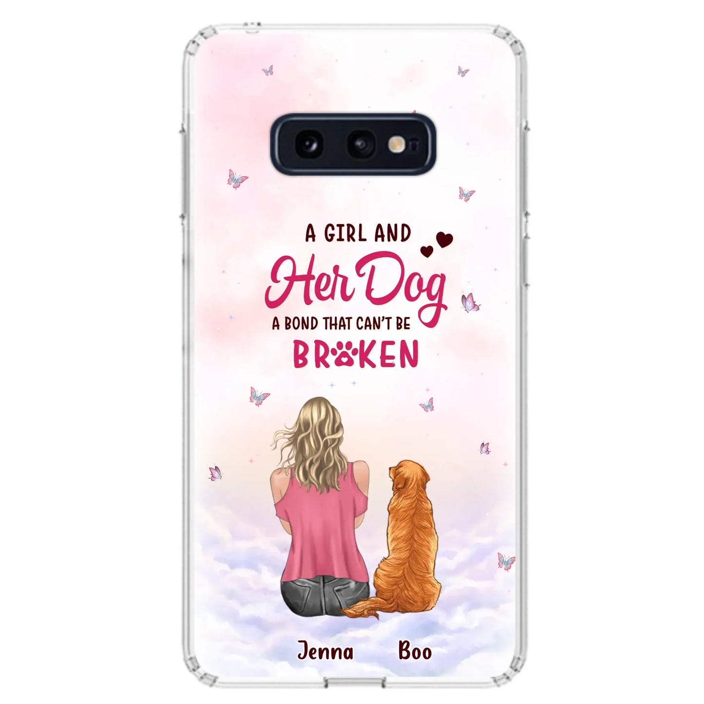 Custom Personalized Dog Mom Phone Case - Upto 5 Dogs - Gift Idea For Dog Lovers - A Girl And Her Dog A Bond That Can't Be Broken - Case for iPhone/Samsung