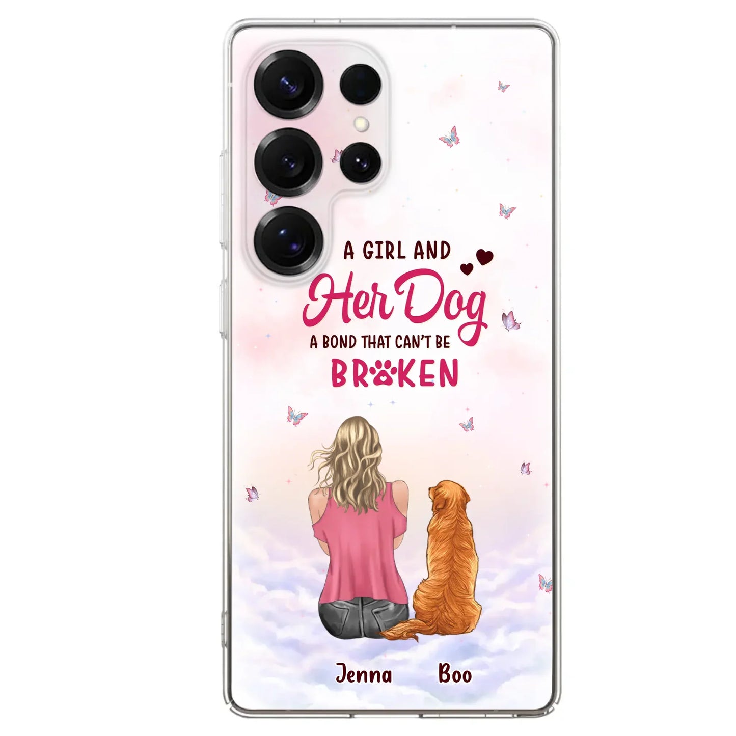 Custom Personalized Dog Mom Phone Case - Upto 5 Dogs - Gift Idea For Dog Lovers - A Girl And Her Dog A Bond That Can't Be Broken - Case for iPhone/Samsung