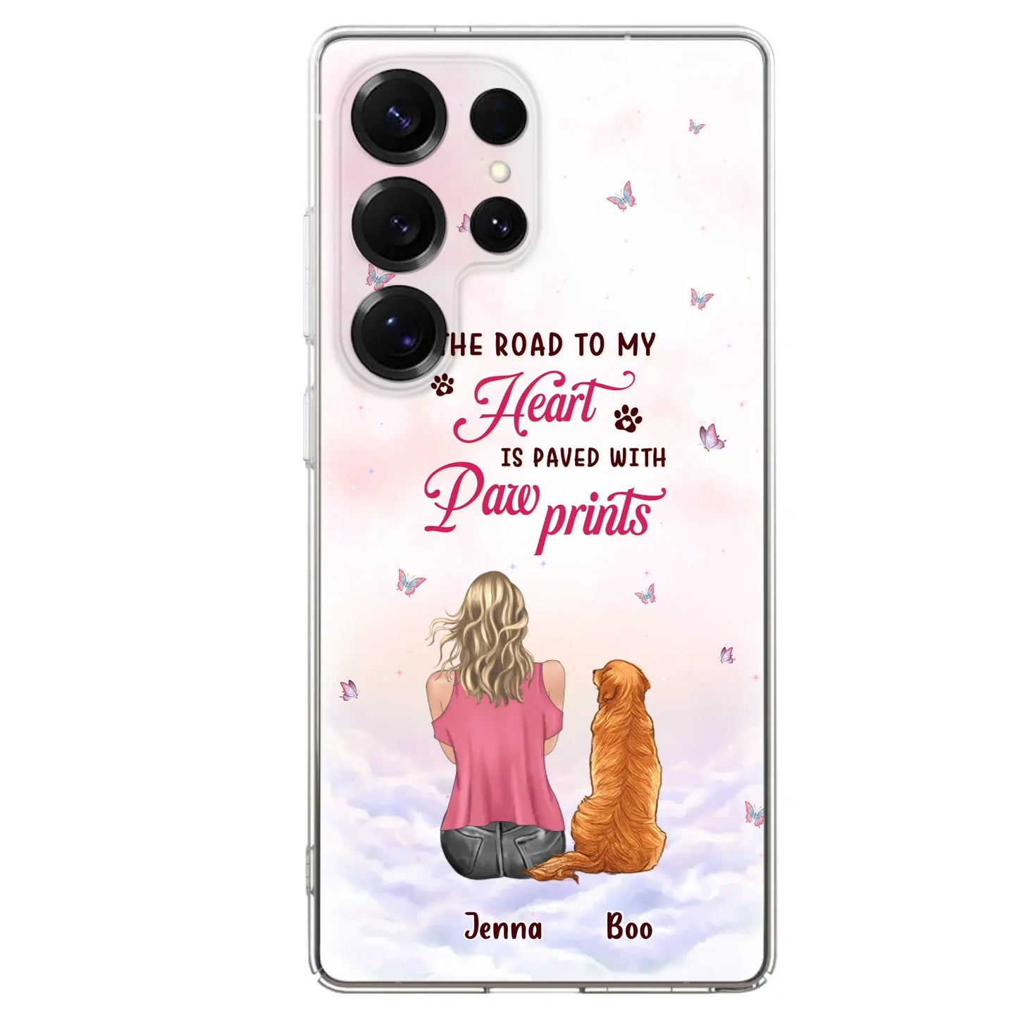 Custom Personalized Dog Mom Phone Case - Upto 5 Dogs - Gift Idea For Dog Lovers - The Road To My Heart Is Paved With Pawprints - Case for iPhone/Samsung