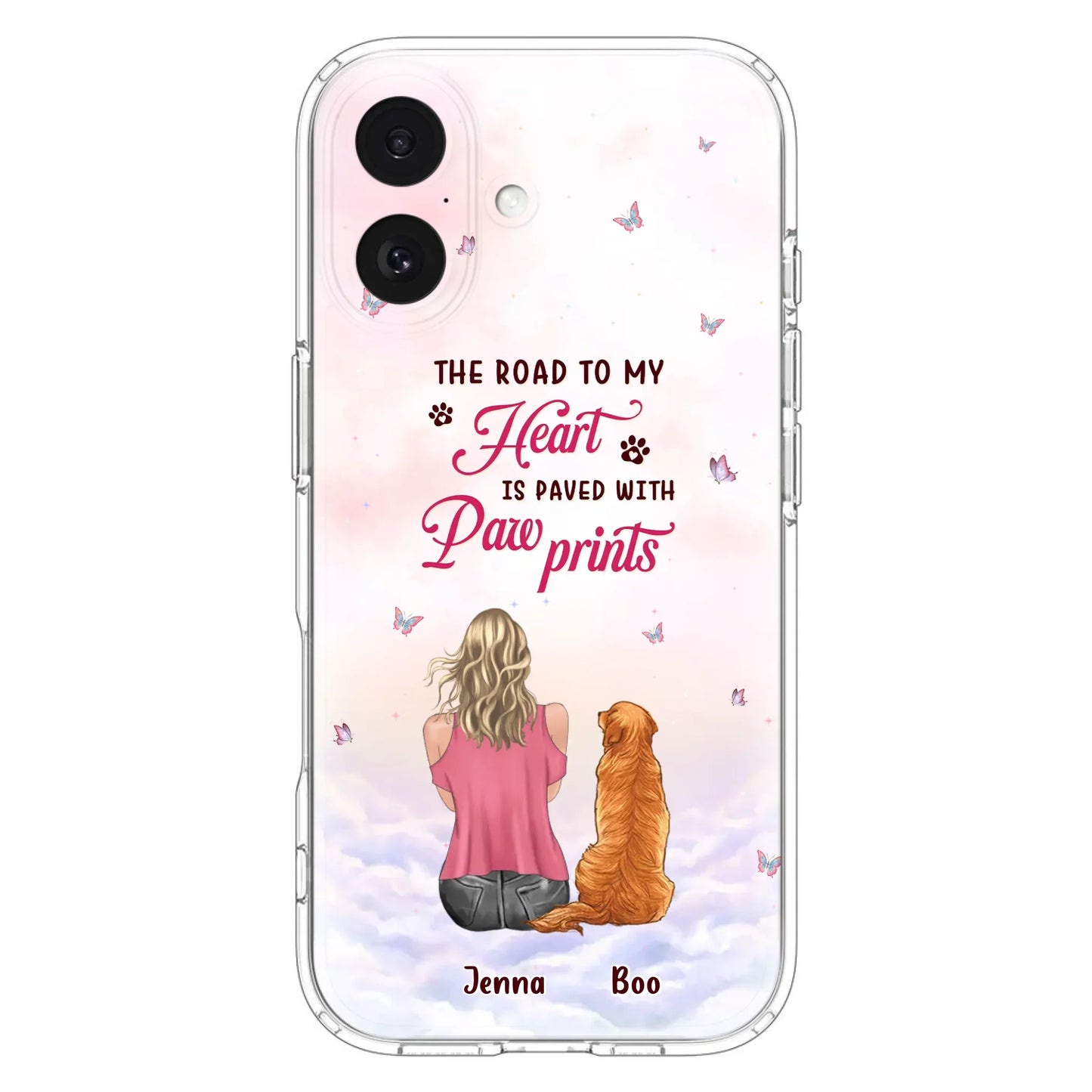 Custom Personalized Dog Mom Phone Case - Upto 5 Dogs - Gift Idea For Dog Lovers - The Road To My Heart Is Paved With Pawprints - Case for iPhone/Samsung