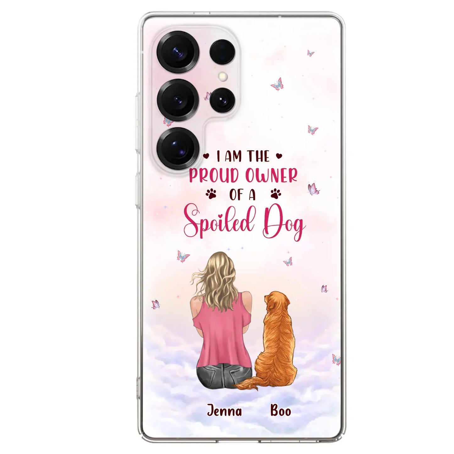 Custom Personalized Dog Mom Phone Case - Upto 5 Dogs - Gift Idea For Dog Lovers - I Am The Proud Owner Of A Spoiled Dog - Case for iPhone/Samsung