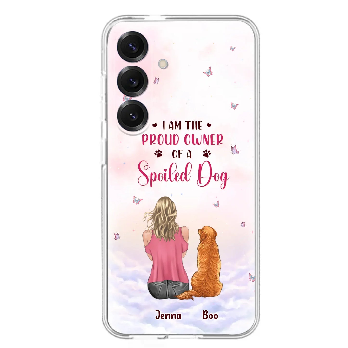 Custom Personalized Dog Mom Phone Case - Upto 5 Dogs - Gift Idea For Dog Lovers - I Am The Proud Owner Of A Spoiled Dog - Case for iPhone/Samsung