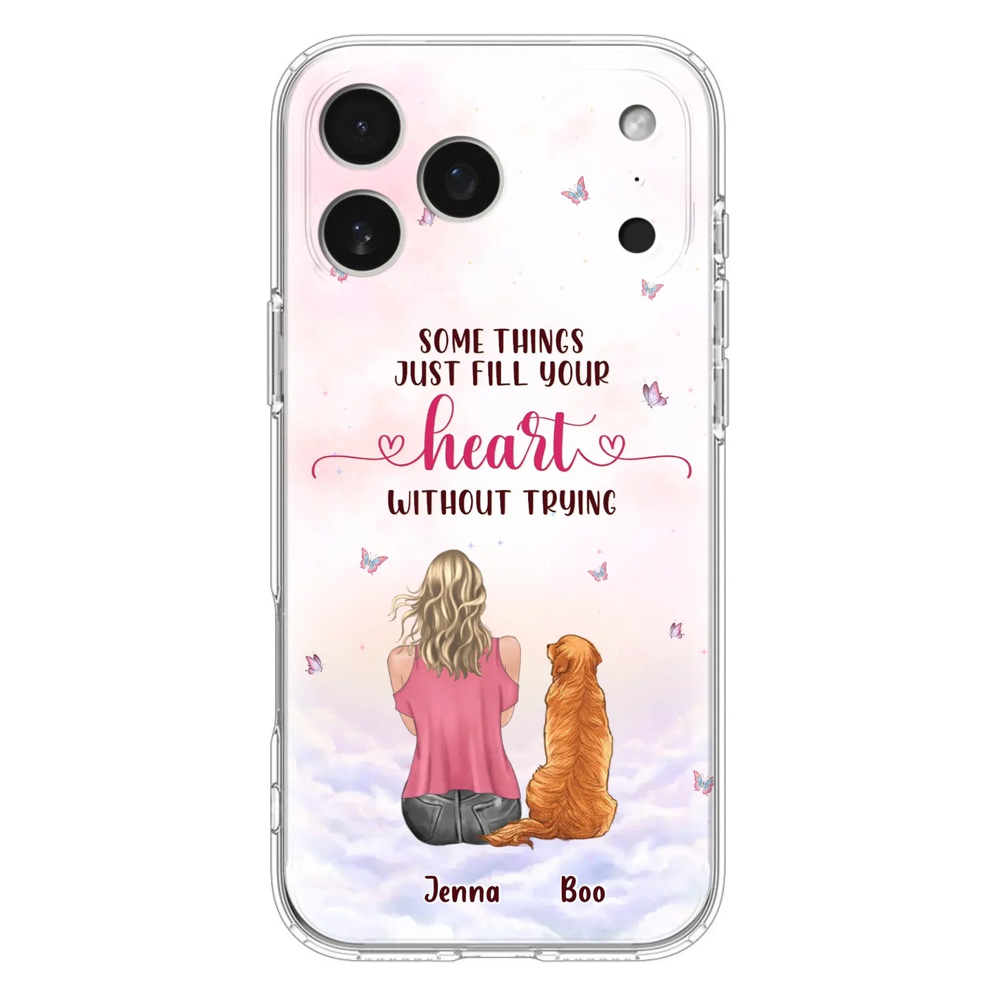 Custom Personalized Dog Mom Phone Case - Upto 5 Dogs - Gift Idea For Dog Lovers - Some Things Just Fill Your Heart Without Trying - Case for iPhone/Samsung