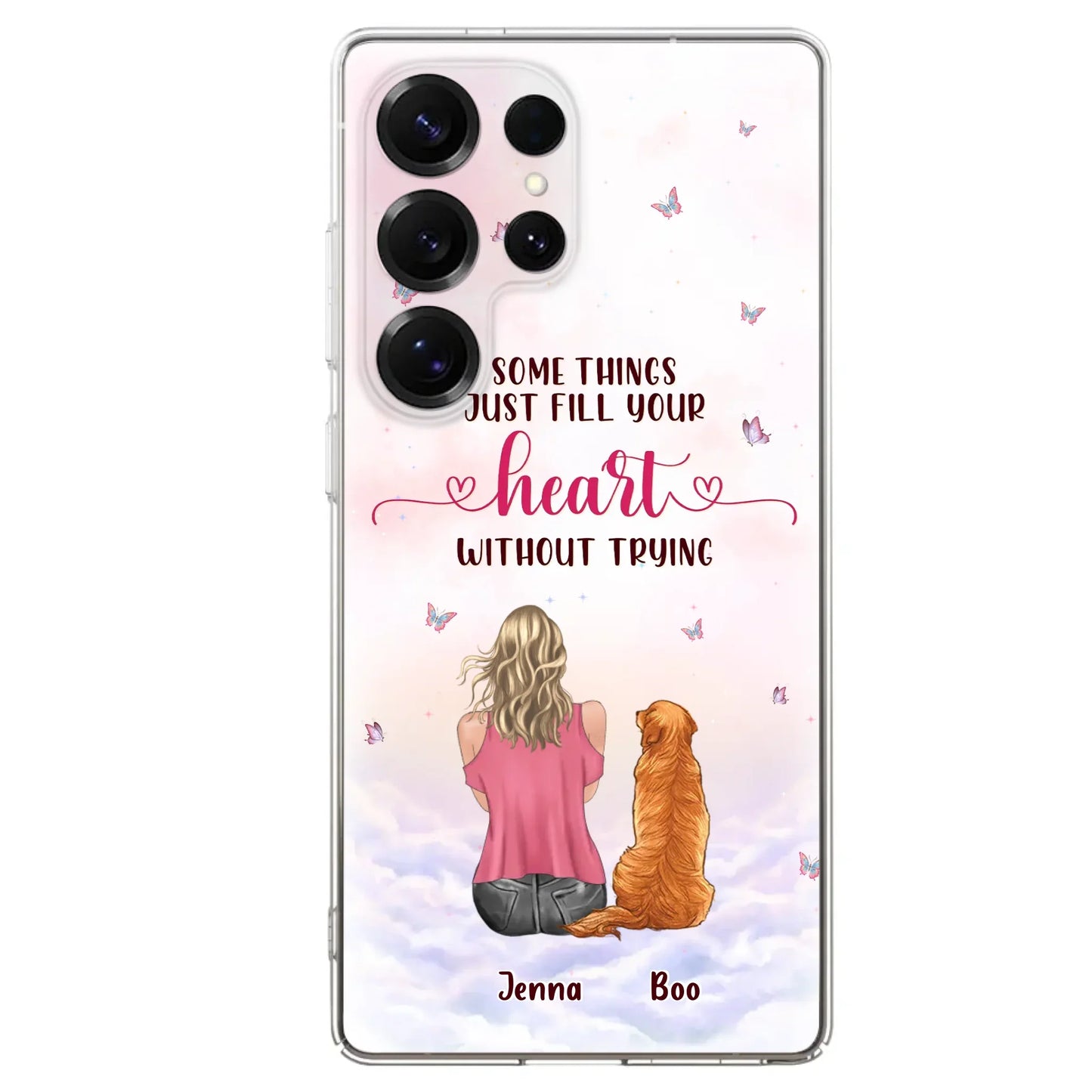 Custom Personalized Dog Mom Phone Case - Upto 5 Dogs - Gift Idea For Dog Lovers - Some Things Just Fill Your Heart Without Trying - Case for iPhone/Samsung