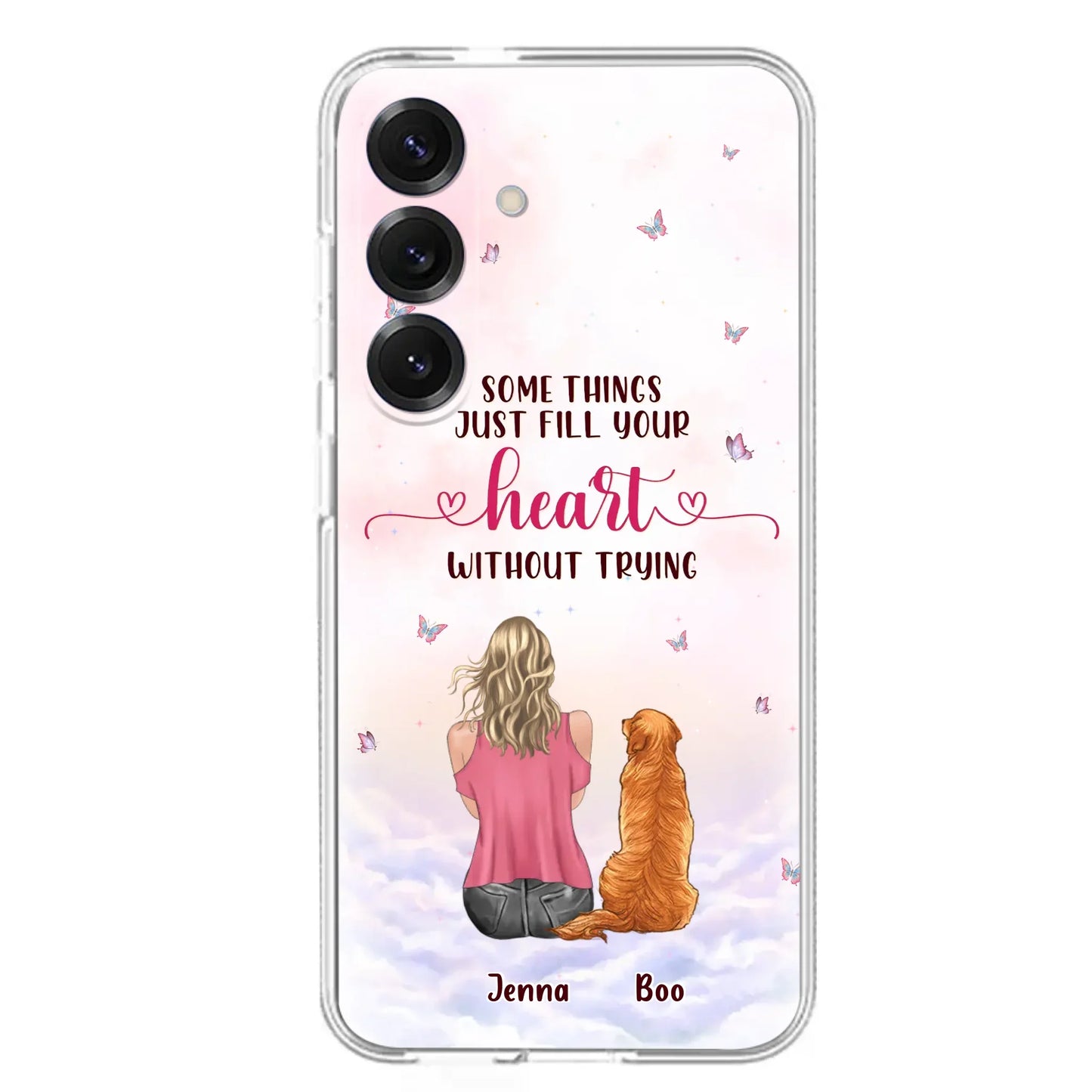 Custom Personalized Dog Mom Phone Case - Upto 5 Dogs - Gift Idea For Dog Lovers - Some Things Just Fill Your Heart Without Trying - Case for iPhone/Samsung