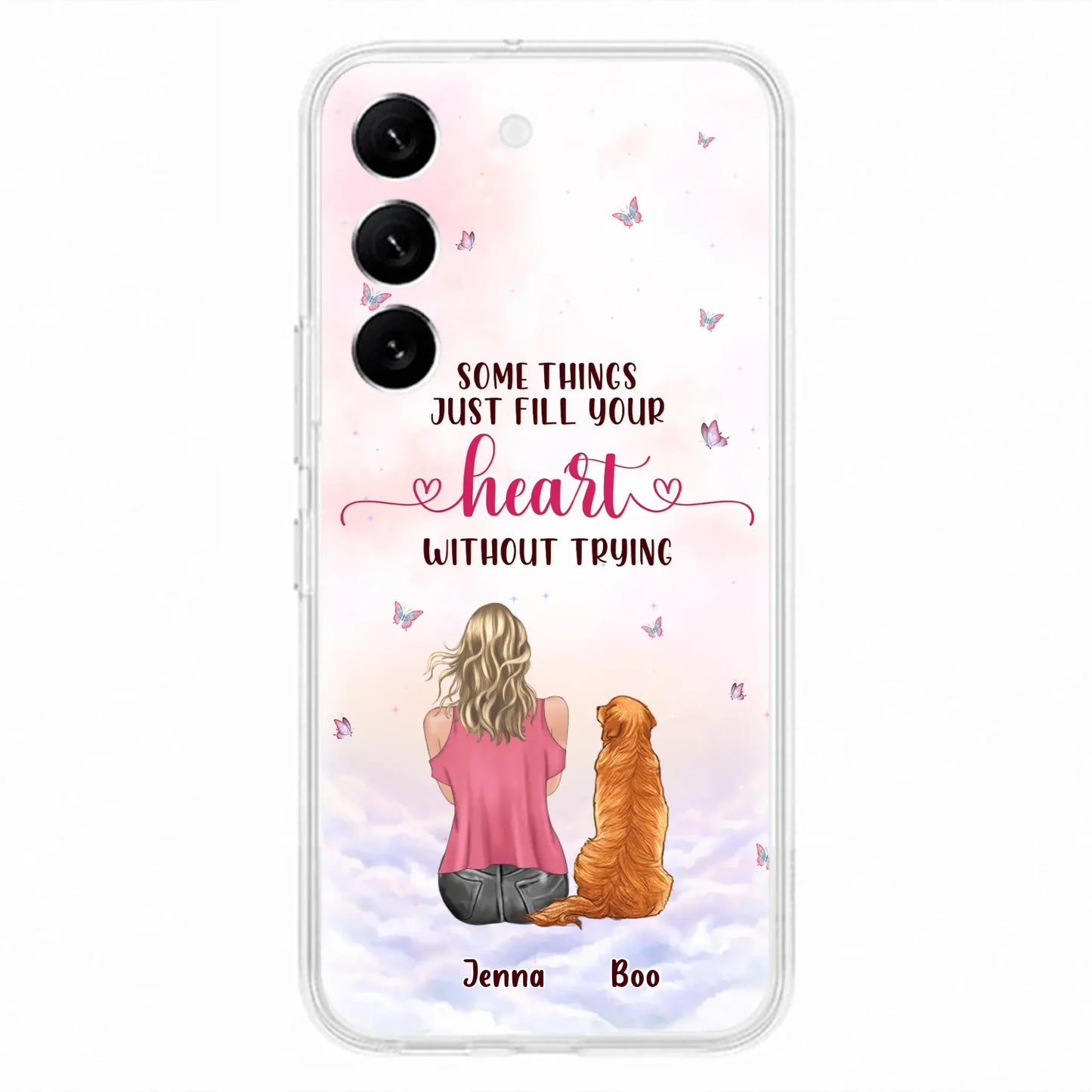 Custom Personalized Dog Mom Phone Case - Upto 5 Dogs - Gift Idea For Dog Lovers - Some Things Just Fill Your Heart Without Trying - Case for iPhone/Samsung