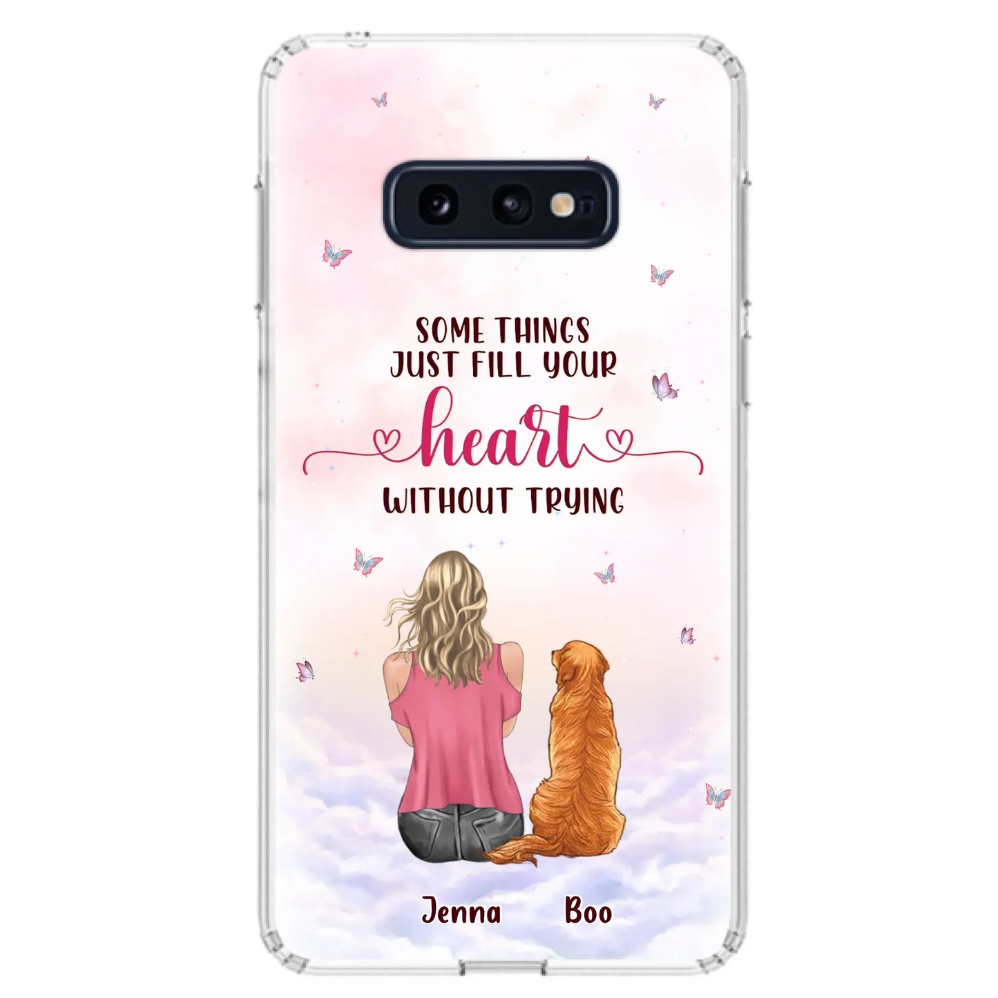Custom Personalized Dog Mom Phone Case - Upto 5 Dogs - Gift Idea For Dog Lovers - Some Things Just Fill Your Heart Without Trying - Case for iPhone/Samsung