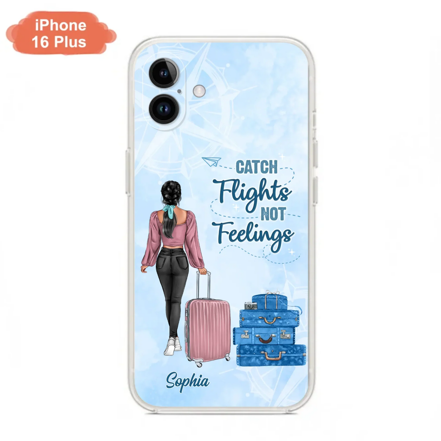 Custom Personalized Traveling Girl Phone Case - Gift Idea For Traveling Lovers/Girl - Catch Flights Not Feelings - Cases For iPhone/Samsung
