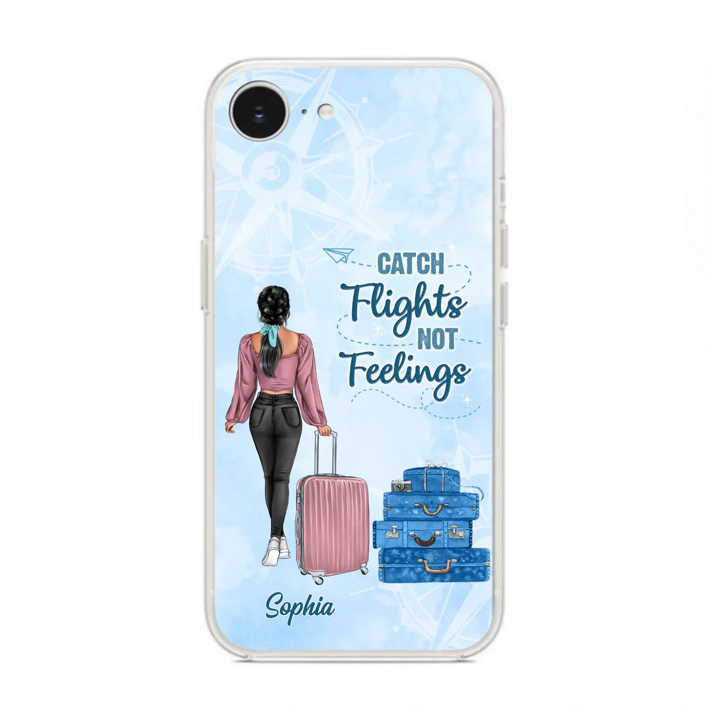Custom Personalized Traveling Girl Phone Case - Gift Idea For Traveling Lovers/Girl - Catch Flights Not Feelings - Cases For iPhone/Samsung