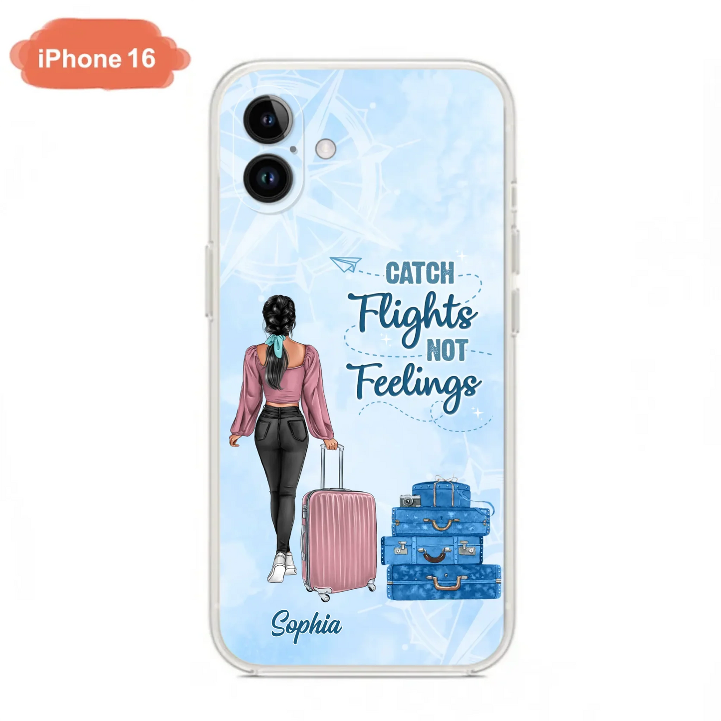 Custom Personalized Traveling Girl Phone Case - Gift Idea For Traveling Lovers/Girl - Catch Flights Not Feelings - Cases For iPhone/Samsung