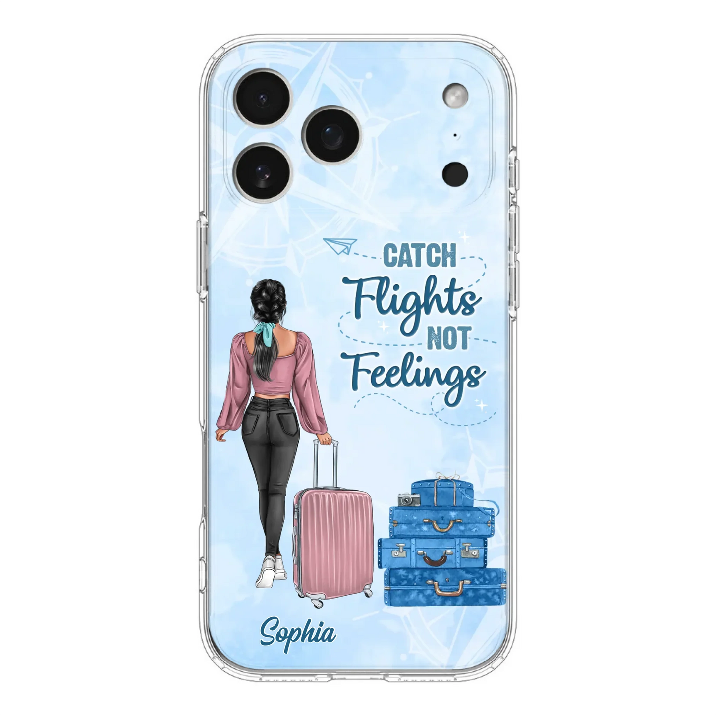 Custom Personalized Traveling Girl Phone Case - Gift Idea For Traveling Lovers/Girl - Catch Flights Not Feelings - Cases For iPhone/Samsung