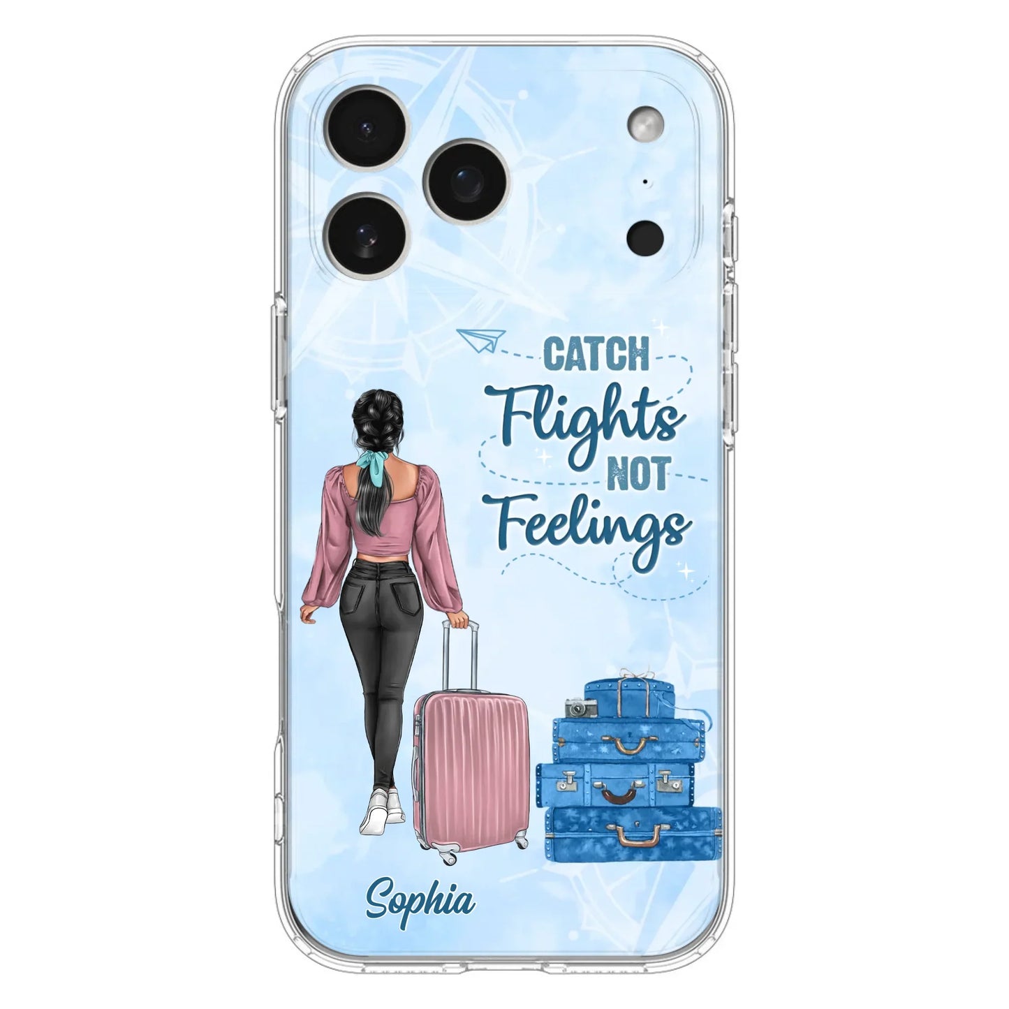 Custom Personalized Traveling Girl Phone Case - Gift Idea For Traveling Lovers/Girl - Catch Flights Not Feelings - Cases For iPhone/Samsung