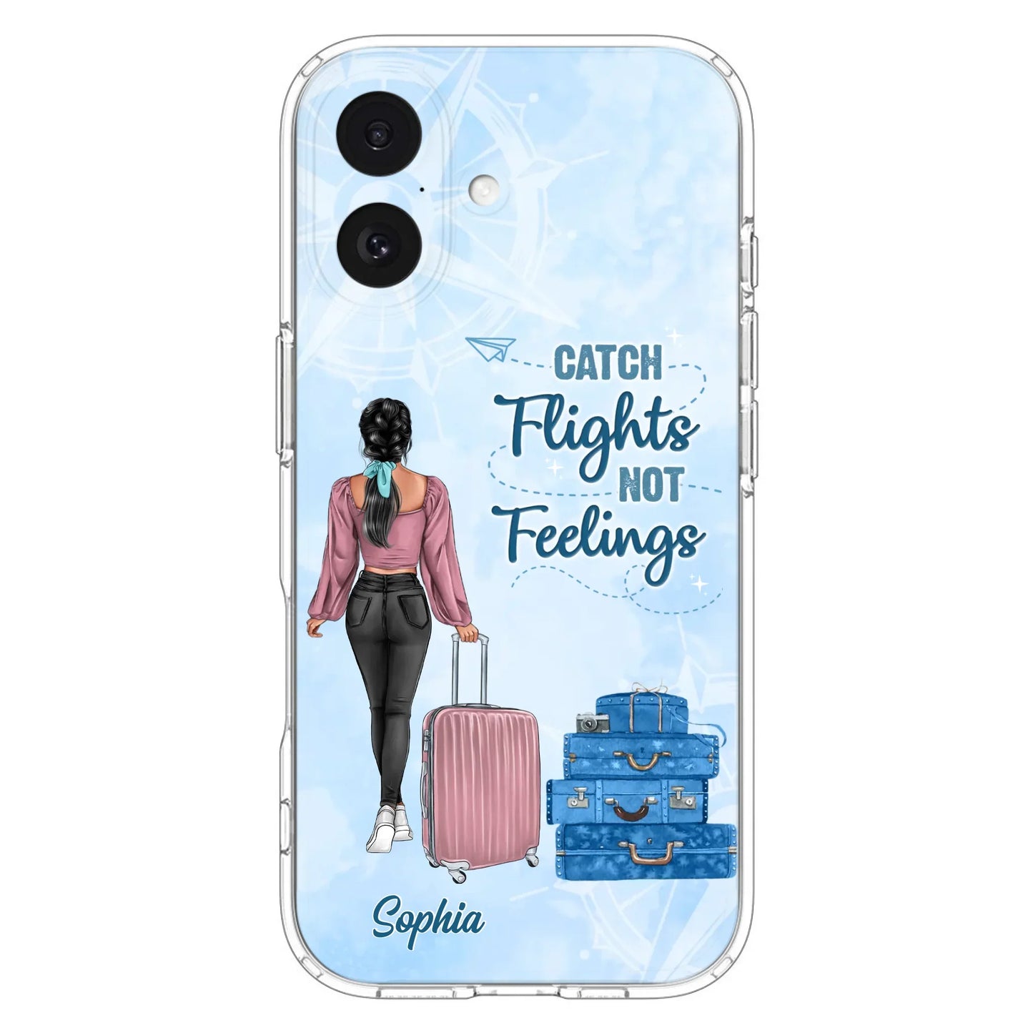 Custom Personalized Traveling Girl Phone Case - Gift Idea For Traveling Lovers/Girl - Catch Flights Not Feelings - Cases For iPhone/Samsung