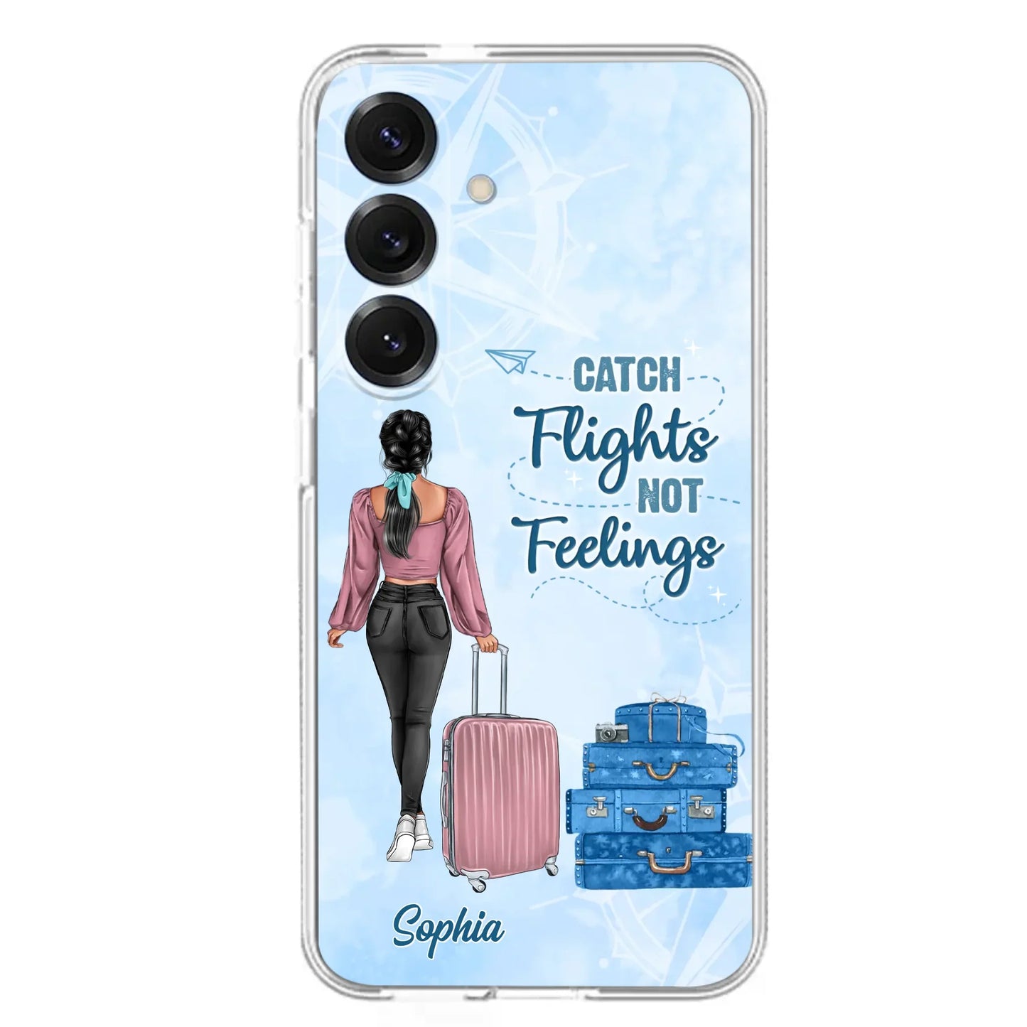 Custom Personalized Traveling Girl Phone Case - Gift Idea For Traveling Lovers/Girl - Catch Flights Not Feelings - Cases For iPhone/Samsung