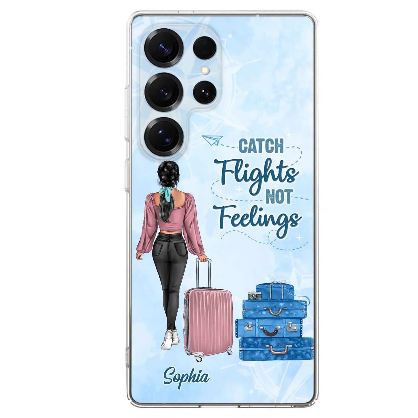 Custom Personalized Traveling Girl Phone Case - Gift Idea For Traveling Lovers/Girl - Catch Flights Not Feelings - Cases For iPhone/Samsung