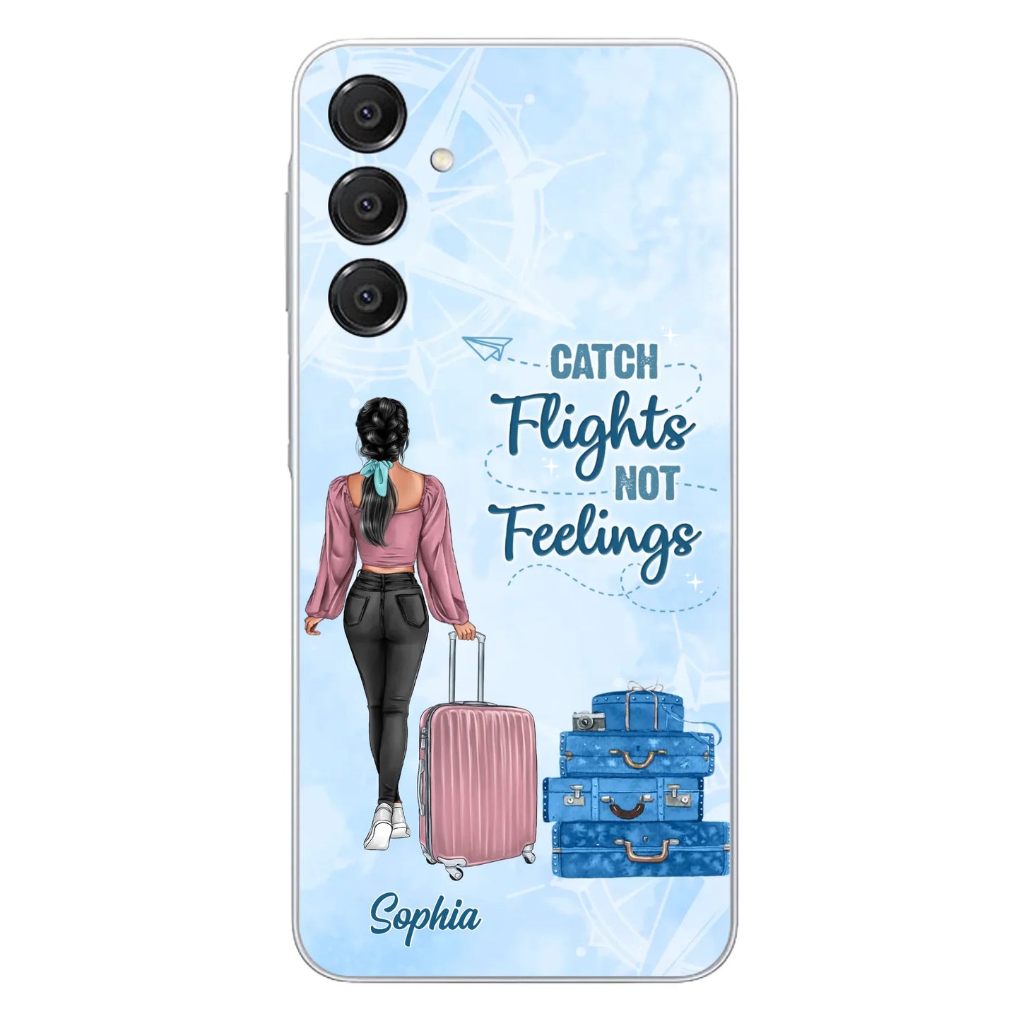 Custom Personalized Traveling Girl Phone Case - Gift Idea For Traveling Lovers/Girl - Catch Flights Not Feelings - Cases For iPhone/Samsung