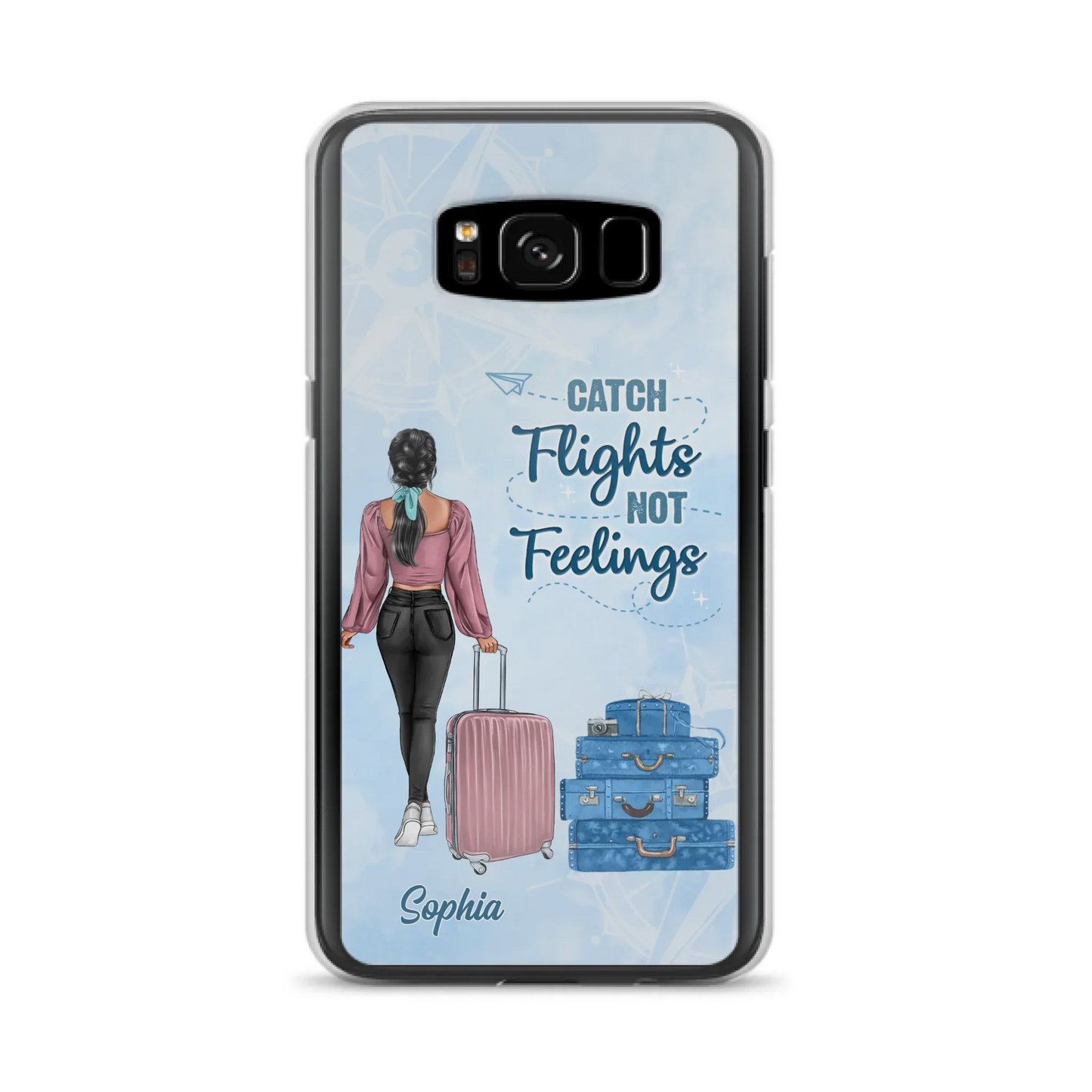 Custom Personalized Traveling Girl Phone Case - Gift Idea For Traveling Lovers/Girl - Catch Flights Not Feelings - Cases For iPhone/Samsung
