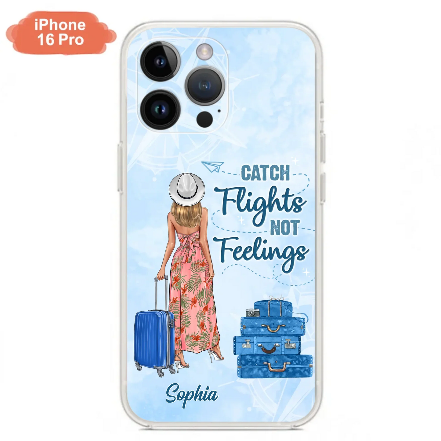 Custom Personalized Traveling Girl Phone Case - Gift Idea For Traveling Lovers - Catch Flights Not Feelings - Cases For iPhone/Samsung