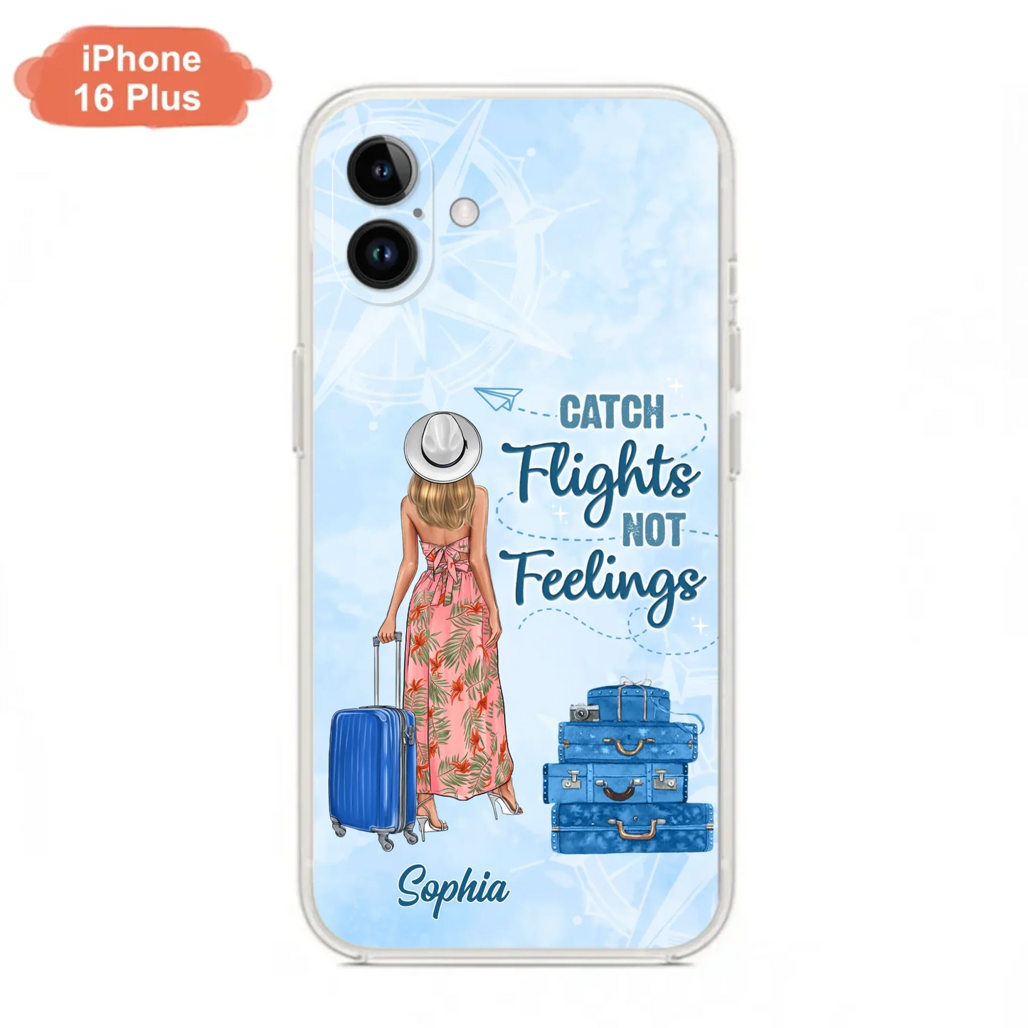 Custom Personalized Traveling Girl Phone Case - Gift Idea For Traveling Lovers - Catch Flights Not Feelings - Cases For iPhone/Samsung