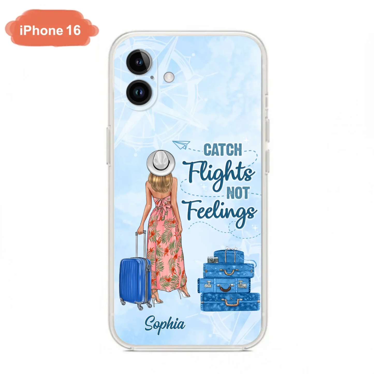 Custom Personalized Traveling Girl Phone Case - Gift Idea For Traveling Lovers - Catch Flights Not Feelings - Cases For iPhone/Samsung