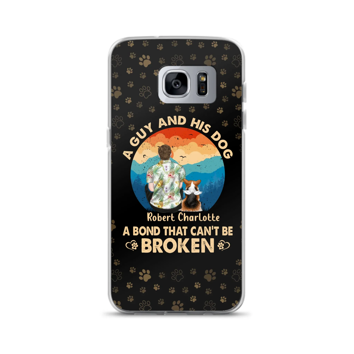 Custom Personalized Dog Dad Phone Case - Father's Day Gift Idea for Dad/Dog Lovers - Upto 4 Dogs - A Guy And His Dog A Bond That Can't Be Broken - Cases For iPhone/Samsung