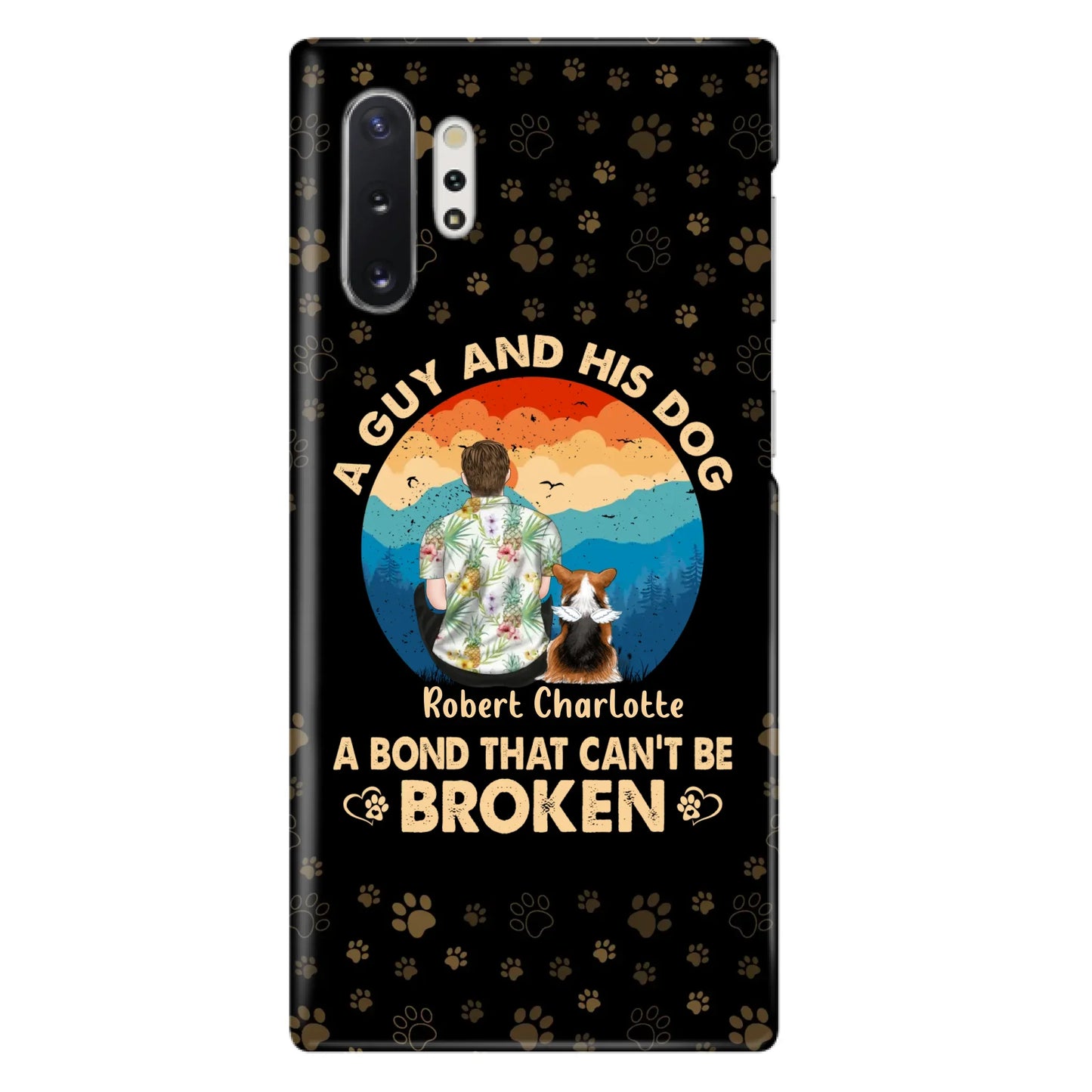 Custom Personalized Dog Dad Phone Case - Father's Day Gift Idea for Dad/Dog Lovers - Upto 4 Dogs - A Guy And His Dog A Bond That Can't Be Broken - Cases For iPhone/Samsung