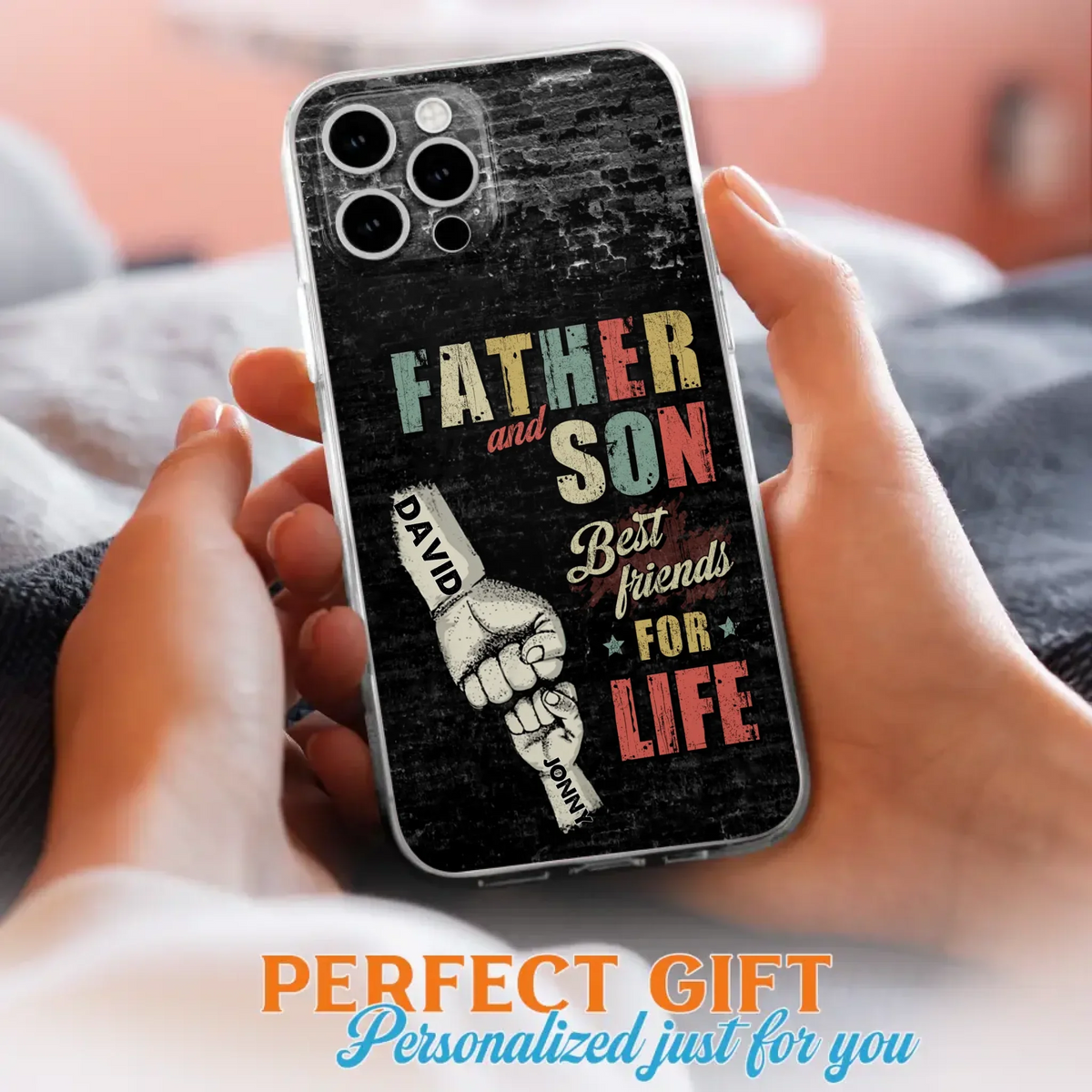 Custom Personalized Father Phone Case - Upto 5 Children - Father's Day Gift Idea from Sons/Daughters - Father And Son/Daughter Best Friends For Life - Case for iPhone/Samsung