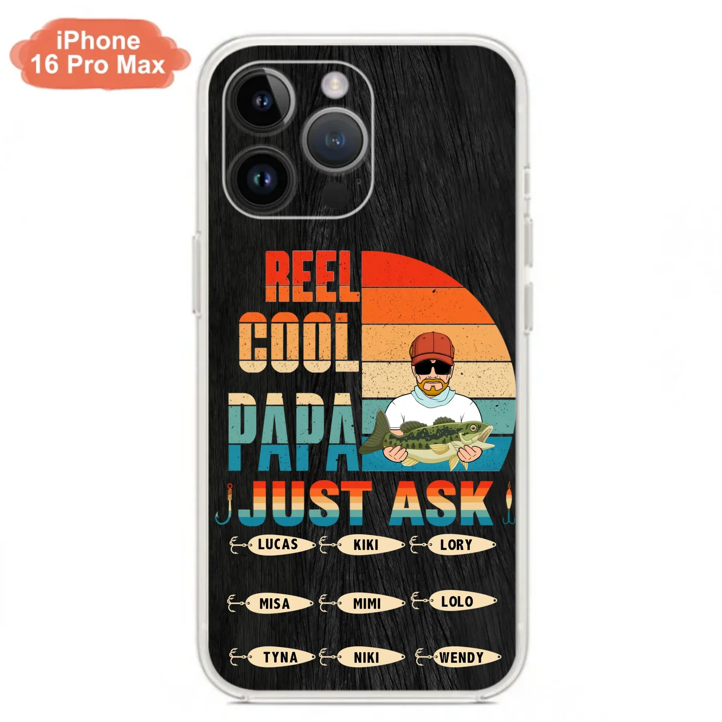 Custom Personalized Reel Cool Dad Phone Case - Gift Idea For Father's Day/Grandpa/Fishing Lovers - Upto 9 Kids - Reel Cool Papa Just Ask - Cases For iPhone/Samsung