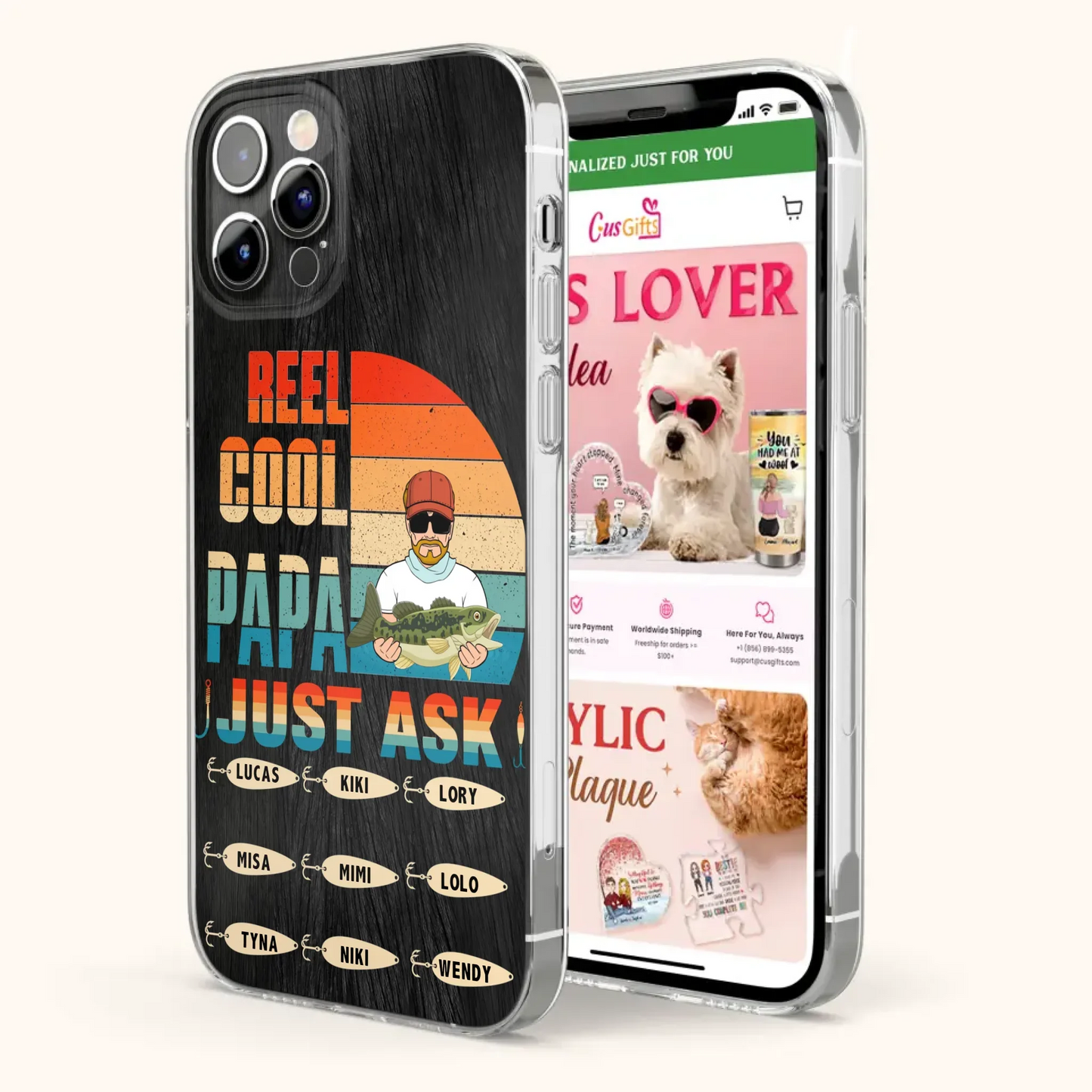 Custom Personalized Reel Cool Dad Phone Case - Gift Idea For Father's Day/Grandpa/Fishing Lovers - Upto 9 Kids - Reel Cool Papa Just Ask - Cases For iPhone/Samsung