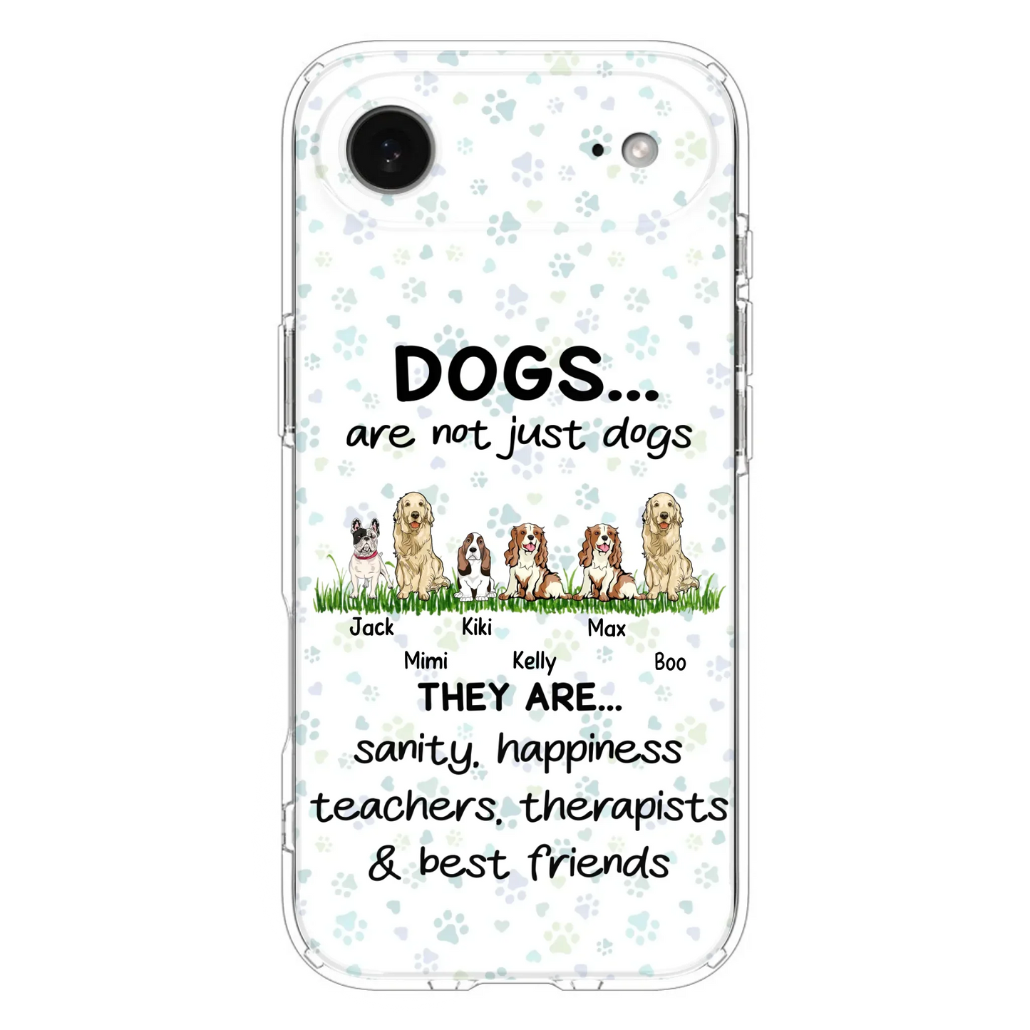 Custom Personalized Dogs Phone Case - Gift Idea For Dog Lovers - Upto 6 Dogs - Dogs Are Not Just Dogs They Are Sanity Happiness Teachers Therapists & Best Friends - Case For iPhone/Samsung