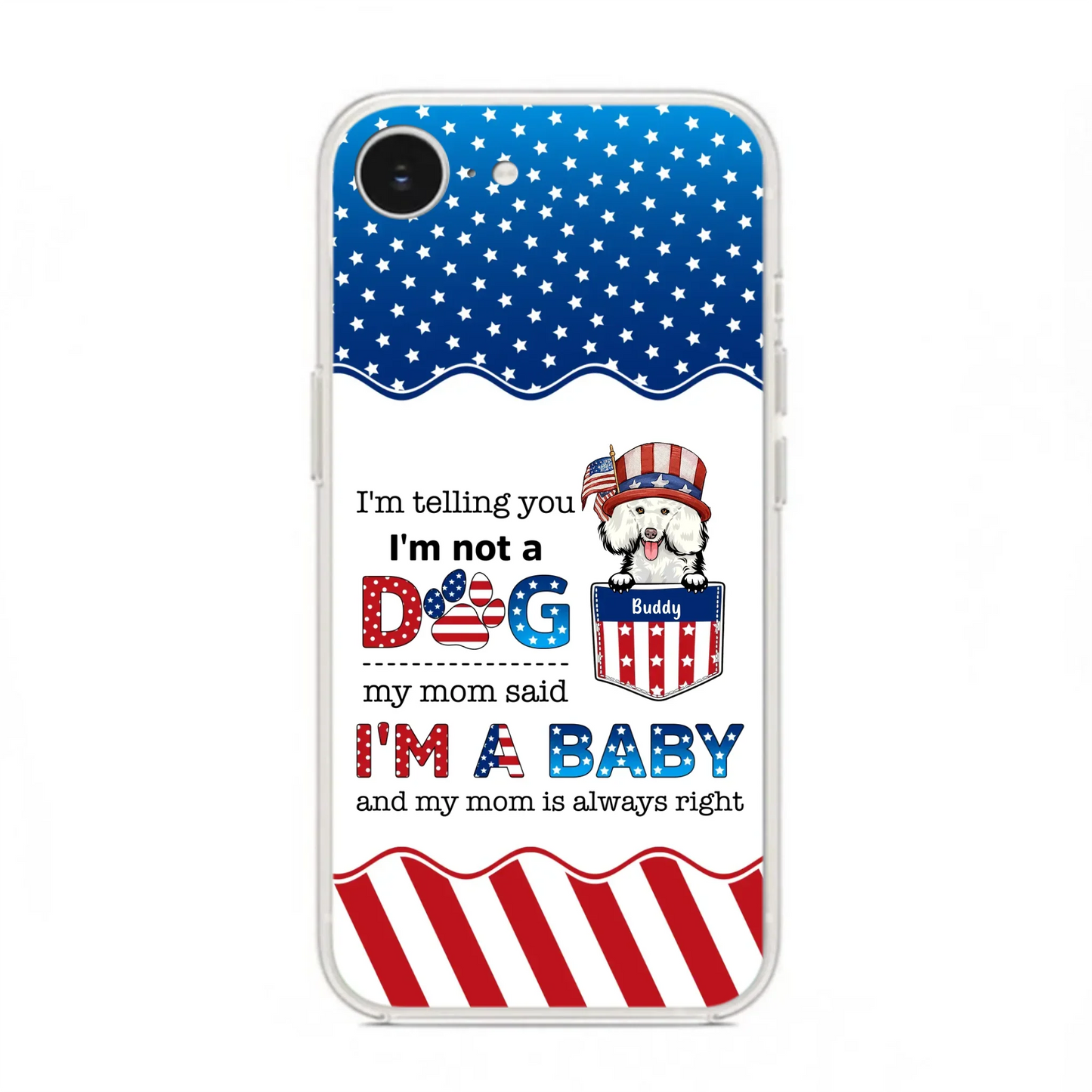 Custom Personalized Pet Phone Case - Independence Day Gift Idea for Dog/Cat Owners - I'm Telling You I'm Not A Dog - Case for iPhone/Samsung