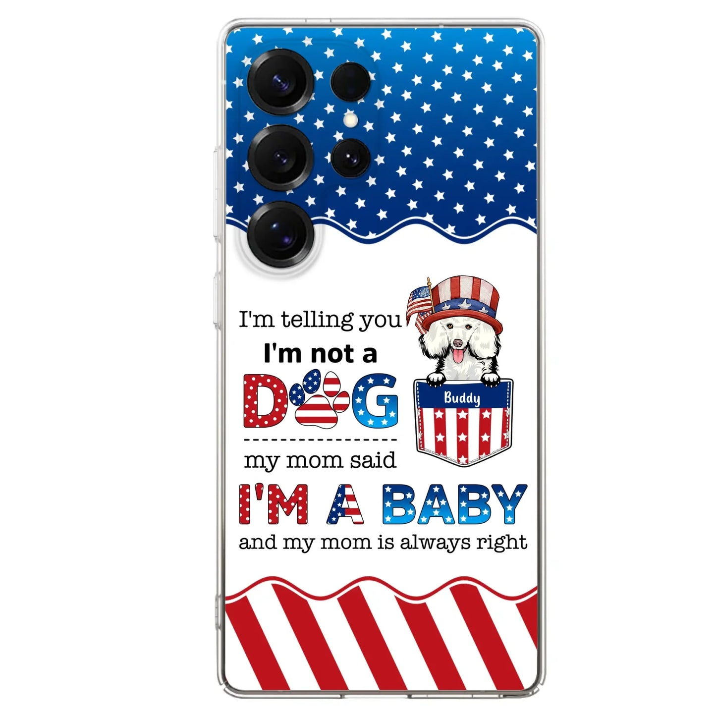 Custom Personalized Pet Phone Case - Independence Day Gift Idea for Dog/Cat Owners - I'm Telling You I'm Not A Dog - Case for iPhone/Samsung
