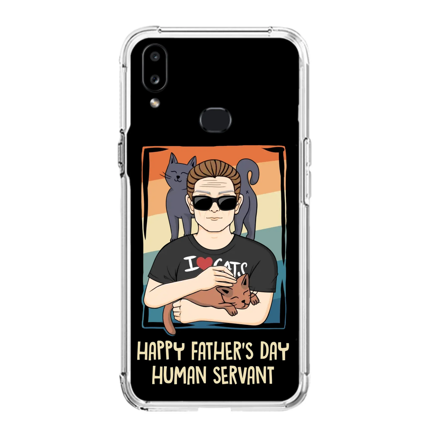 Personalized Cat Mom/ Dad iPhone/ Samsung Case - Gift Idea For Cat Lovers/ Father's Day/ Birthday - Happy Father's Day Human Servant