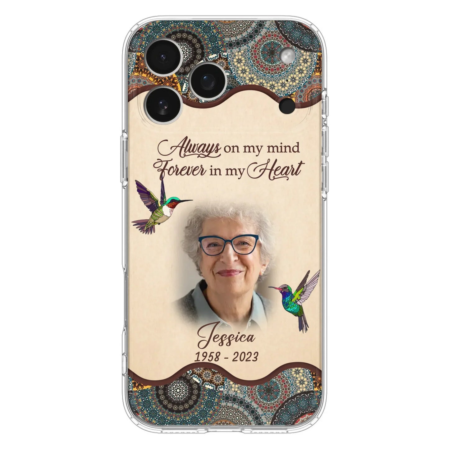 Custom Personalized Memorial Photo Phone Case - Memorial Gift Idea For Mother's Day/Father's Day - Always On My Mind, Forever In My Heart - Case For iPhone/Samsung
