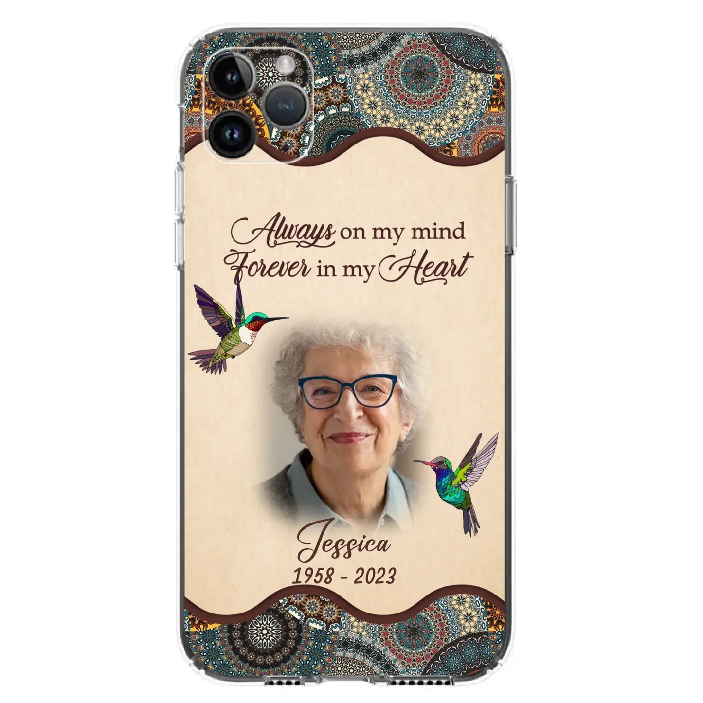 Custom Personalized Memorial Photo Phone Case - Memorial Gift Idea For Mother's Day/Father's Day - Always On My Mind, Forever In My Heart - Case For iPhone/Samsung